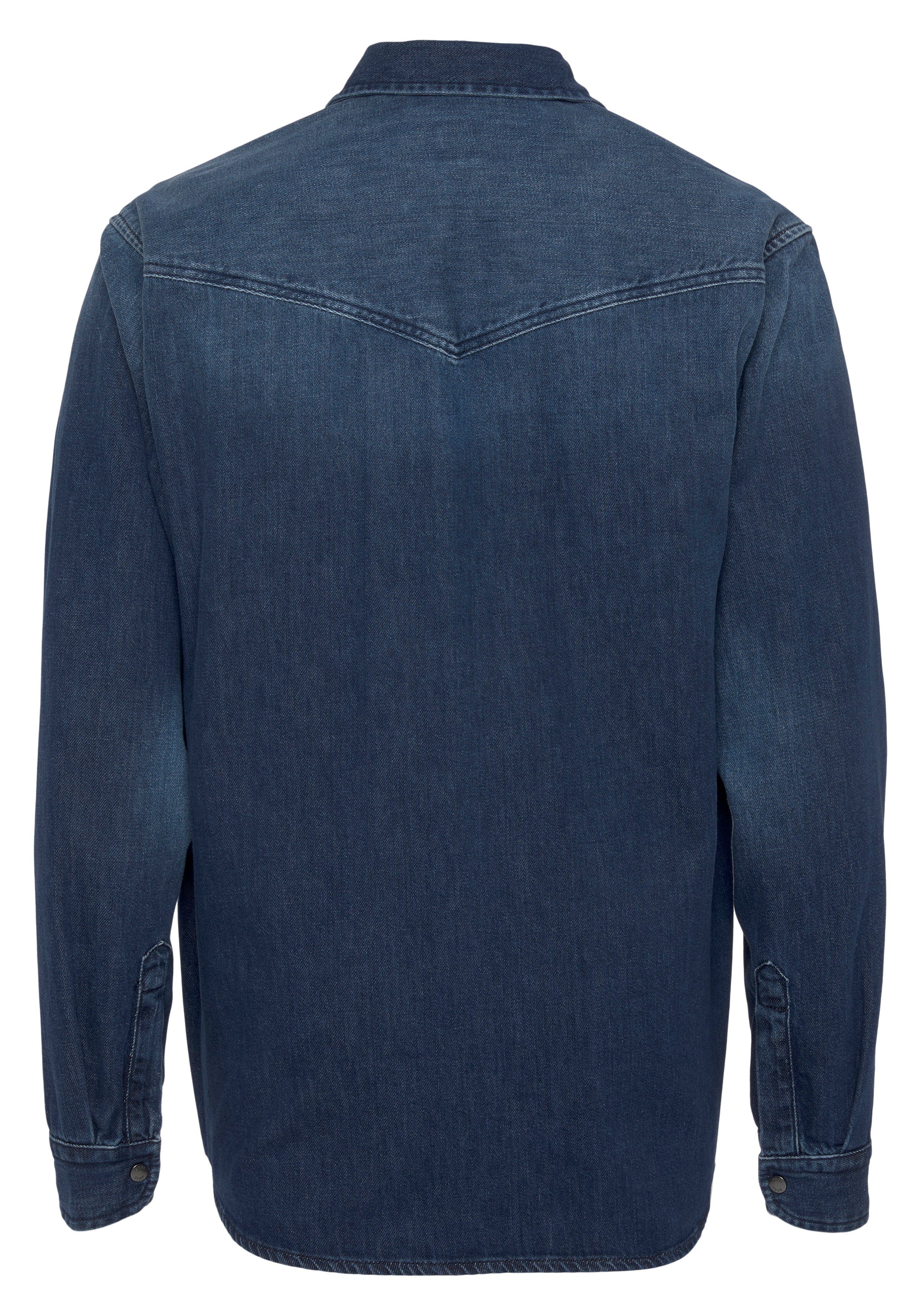 blue dark ORANGE BOSS Businessshirt mit Brusttaschen