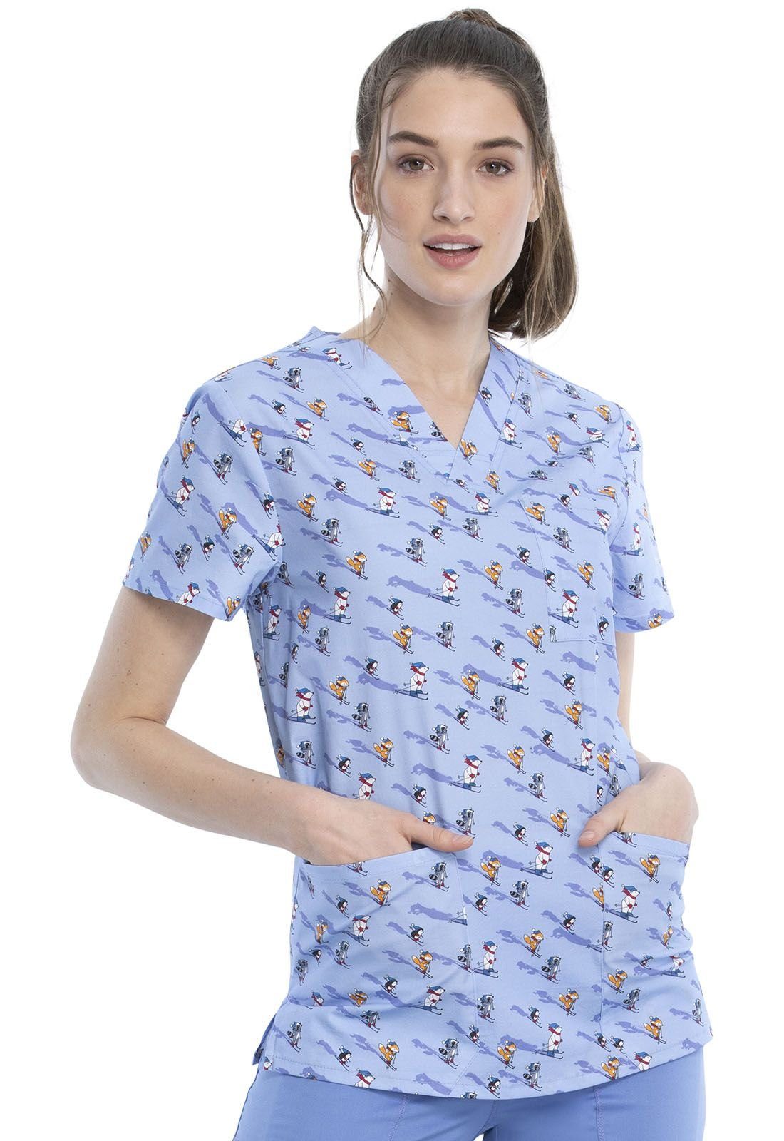Funktionsbluse Bunt bedruckter Damen Kasack "Shred Slopes"
