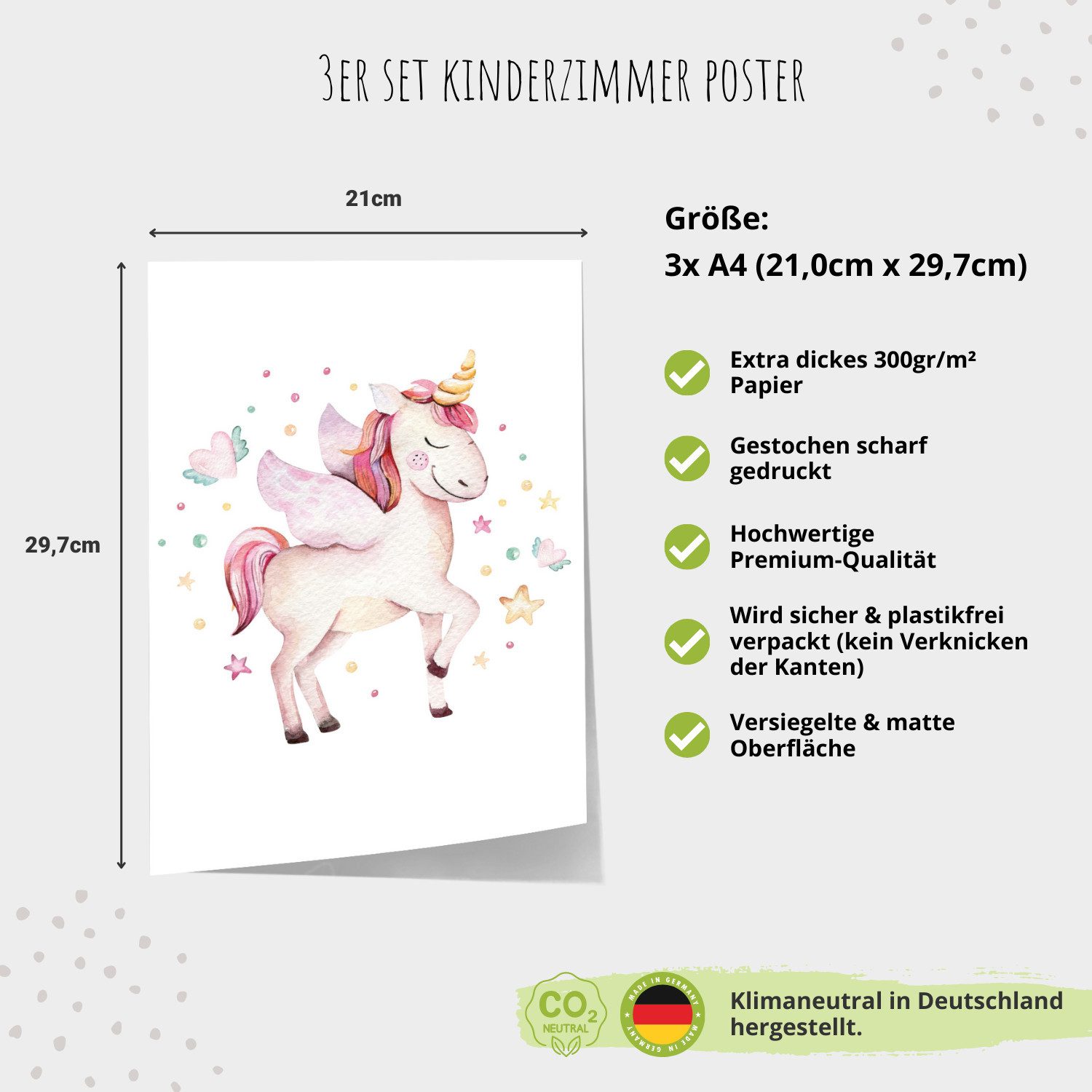 MeinBaby123® Poster Einhorn Bilder Kinderzimmer, Poster Kinderzimmer Deko, Babyzimmer Deko, Wandbilder, Einhorn, Prinzessin – Bild 4 von 5