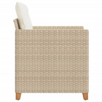 vidaXL Gartenstuhl Gartensessel mit Kissen Beige Poly Rattan