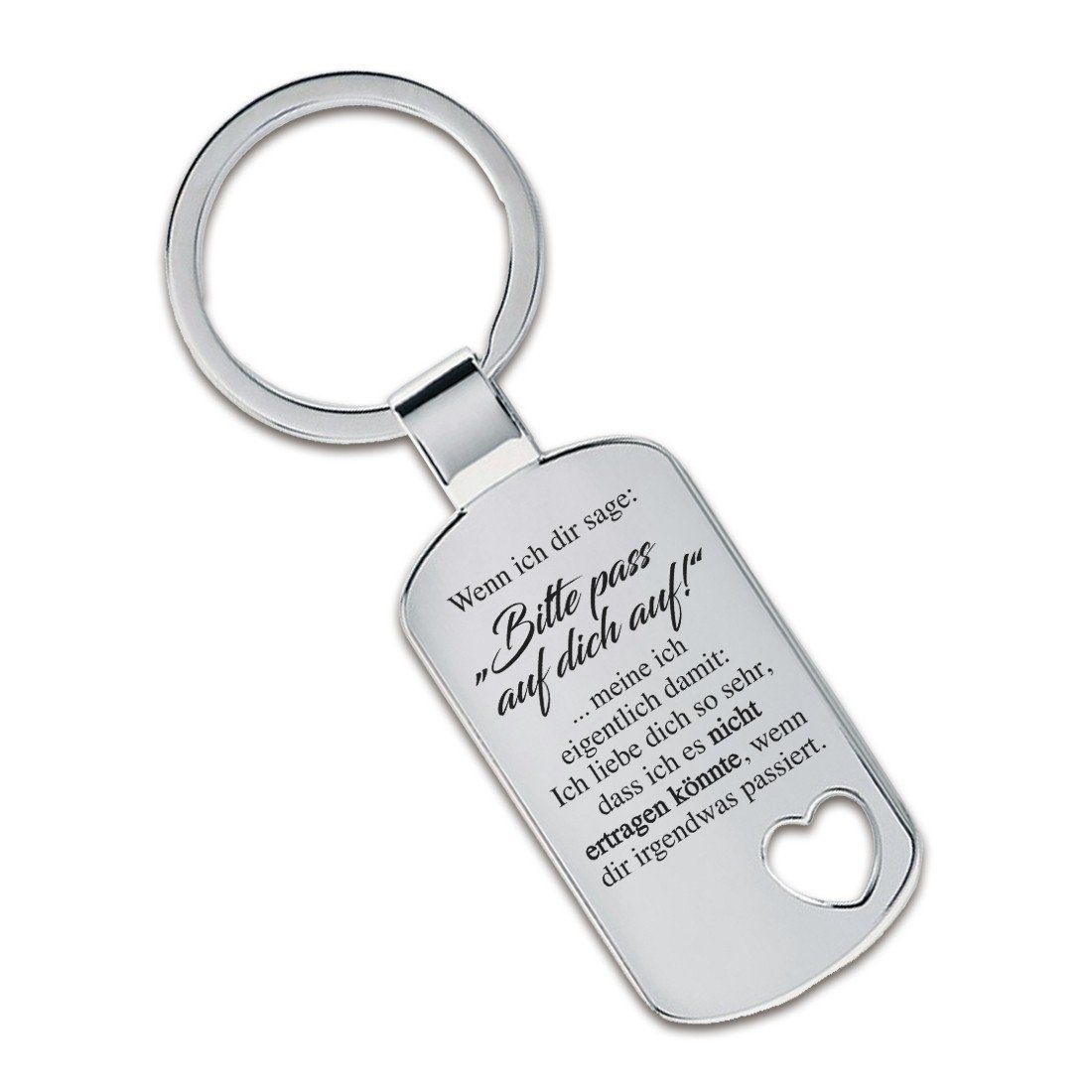 Lieblingsmensch Schlüsselanhänger Wenn ich dir sage: „Bitte pass auf dich auf!" - liebevoll & romantisch (Schlüsselanhänger mit Gravur, inklusive Schlüsselring), Robuste und filigrane Lasergravur | Schlüsselanhänger