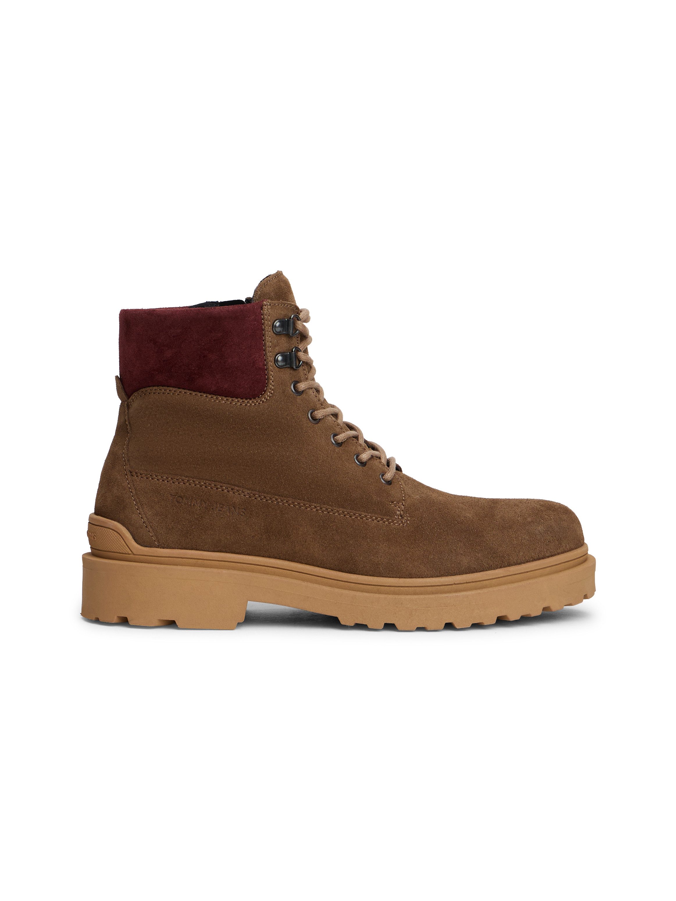 Tommy Jeans TJM LACE UP BOOT SUEDE Schnürboots, Blockabsatz, Outdoorboots, mit Ösen, im Bergsteigerlook