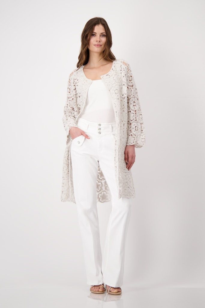 Monari Parka Glanzvoller Lurex-Effekt und Häkelmuster in zarter Blumenoptik