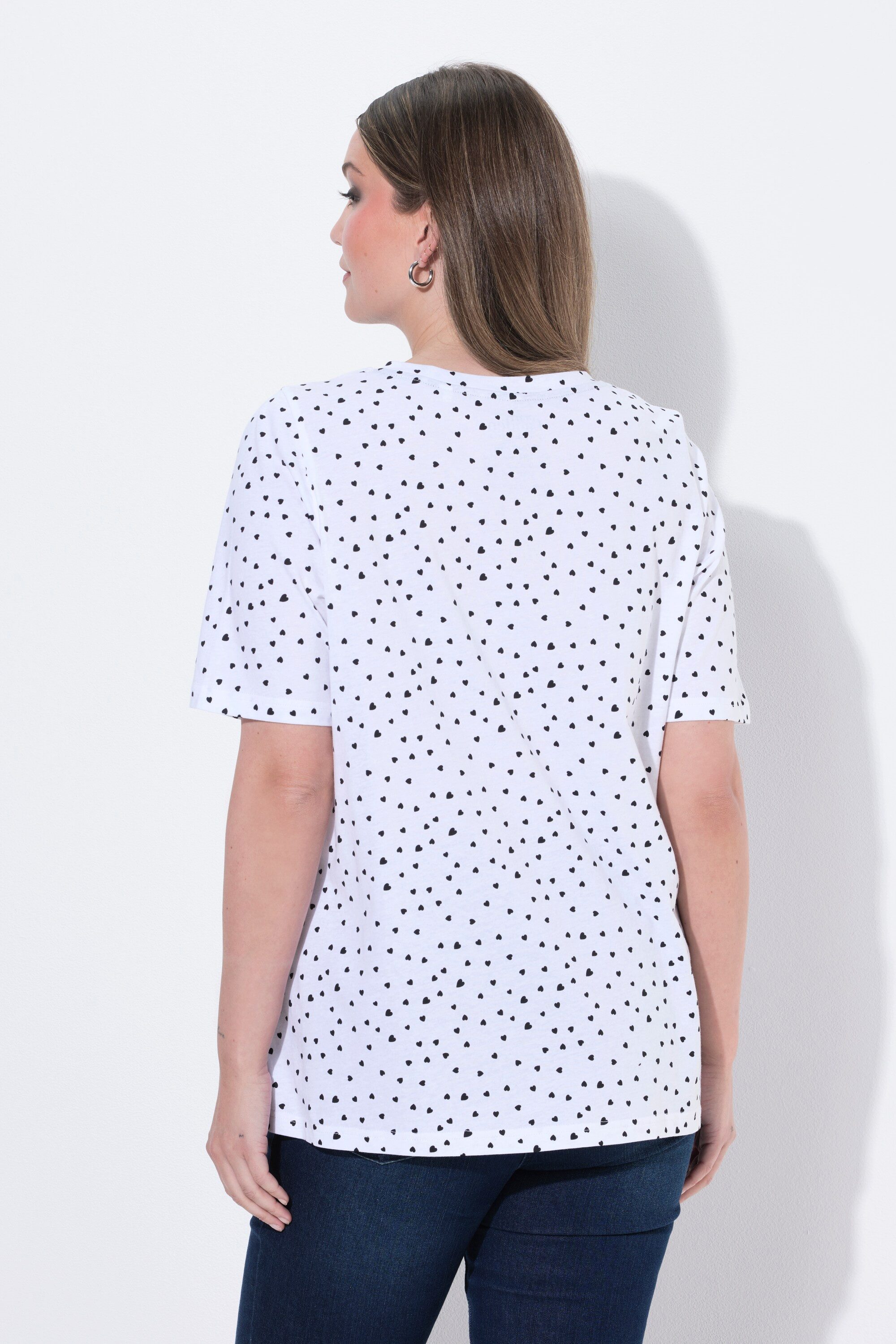 Ulla Popken T-Shirt T-Shirt Biesen A-Linie V-Ausschnitt Halbarm