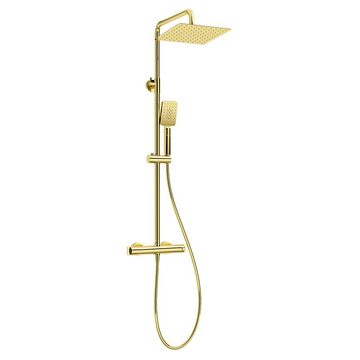 Lomadox Badarmatur DEANTE-30 Badezimmer Armaturen Set Duschsystem und Waschbeckenarmatur gold