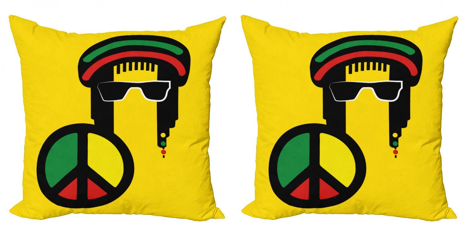 Reggae (2 Kissenbezüge jamaikanisch Man Doppelseitiger Digitaldruck, Stück), Abakuhaus Accent Konzeptionelle Modern