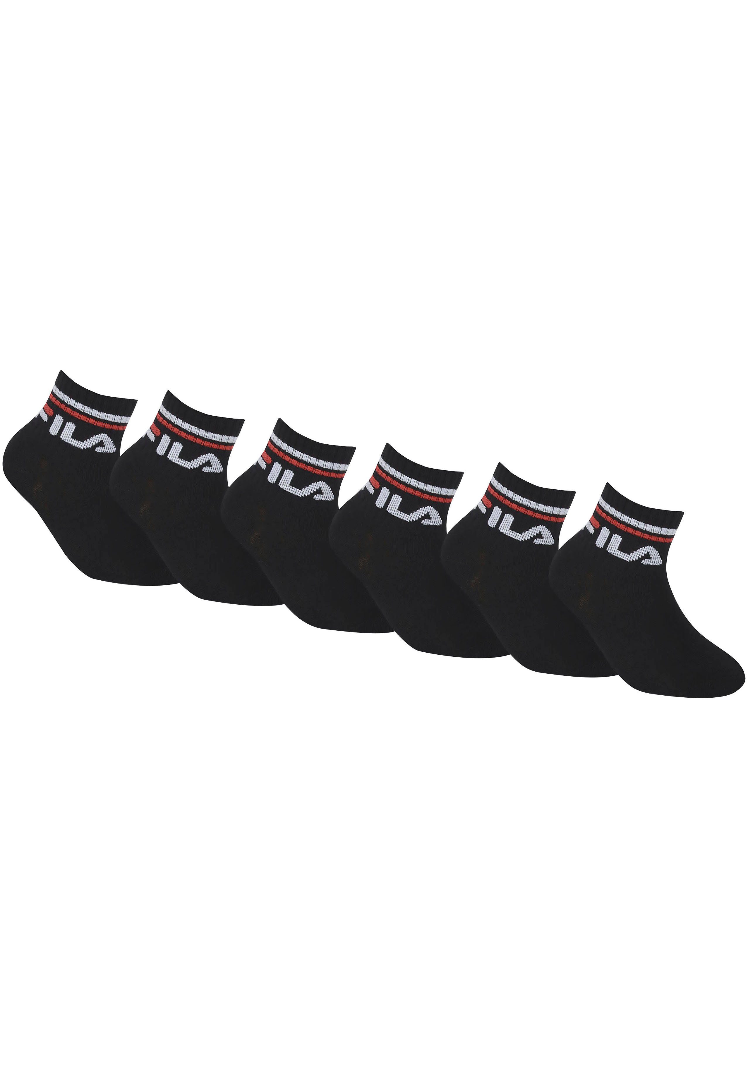 Fila Kurzsocken JUNIOR UNISEX QUARTER PLAIN SOCKS (6-Paar) mit eingestricktem Logo im Bündchen, Kindersocken