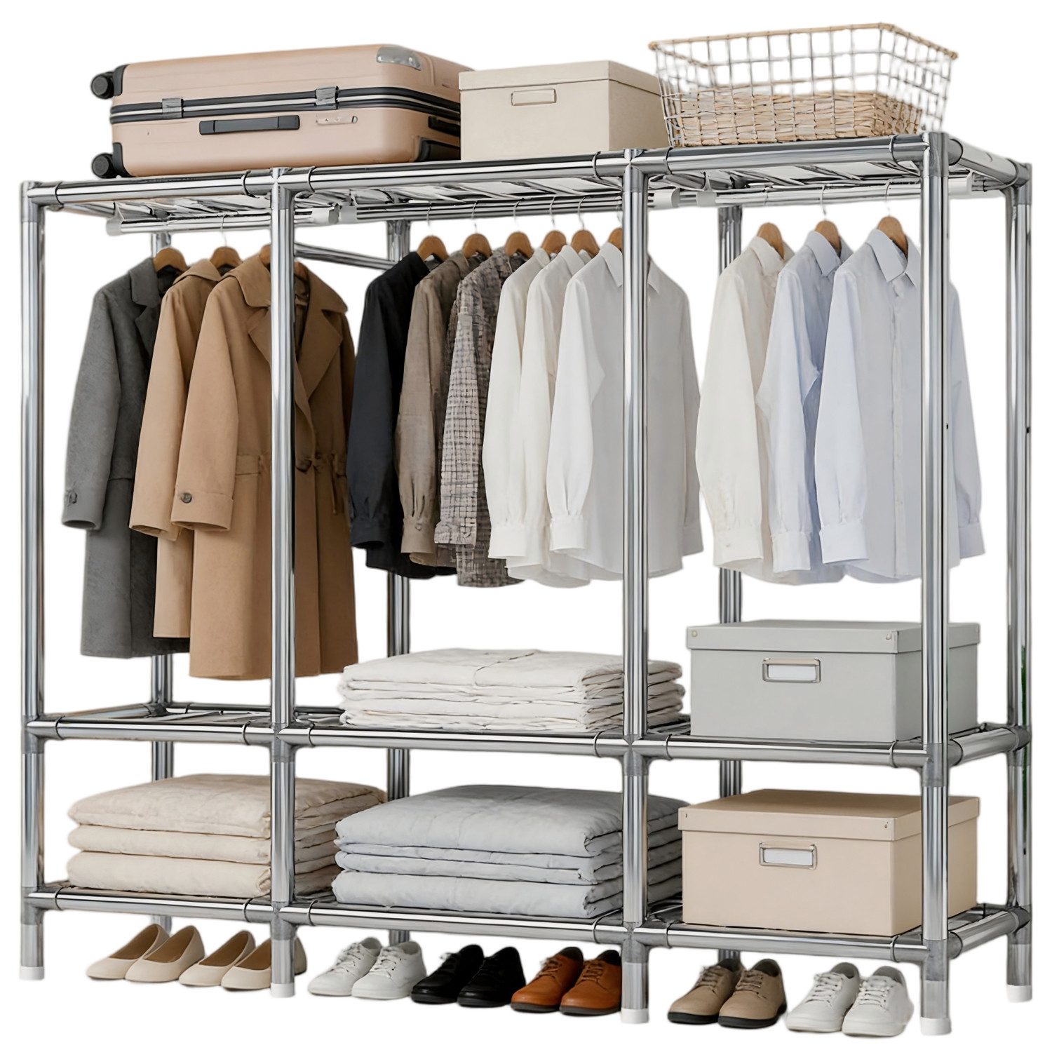 Toomoke Stoffschrank Kleiderschrank Stoffschrank, 170x165x45cm, Metall (mit günstig online kaufen