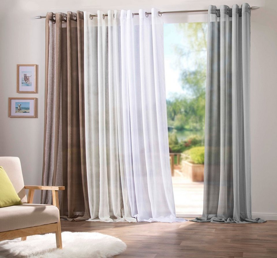 Gardine Sable, DecoHome24, Ösen (2 St), halbtransparent, sable,  Leinenoptik, halbtransparent, 140cm x 245cm