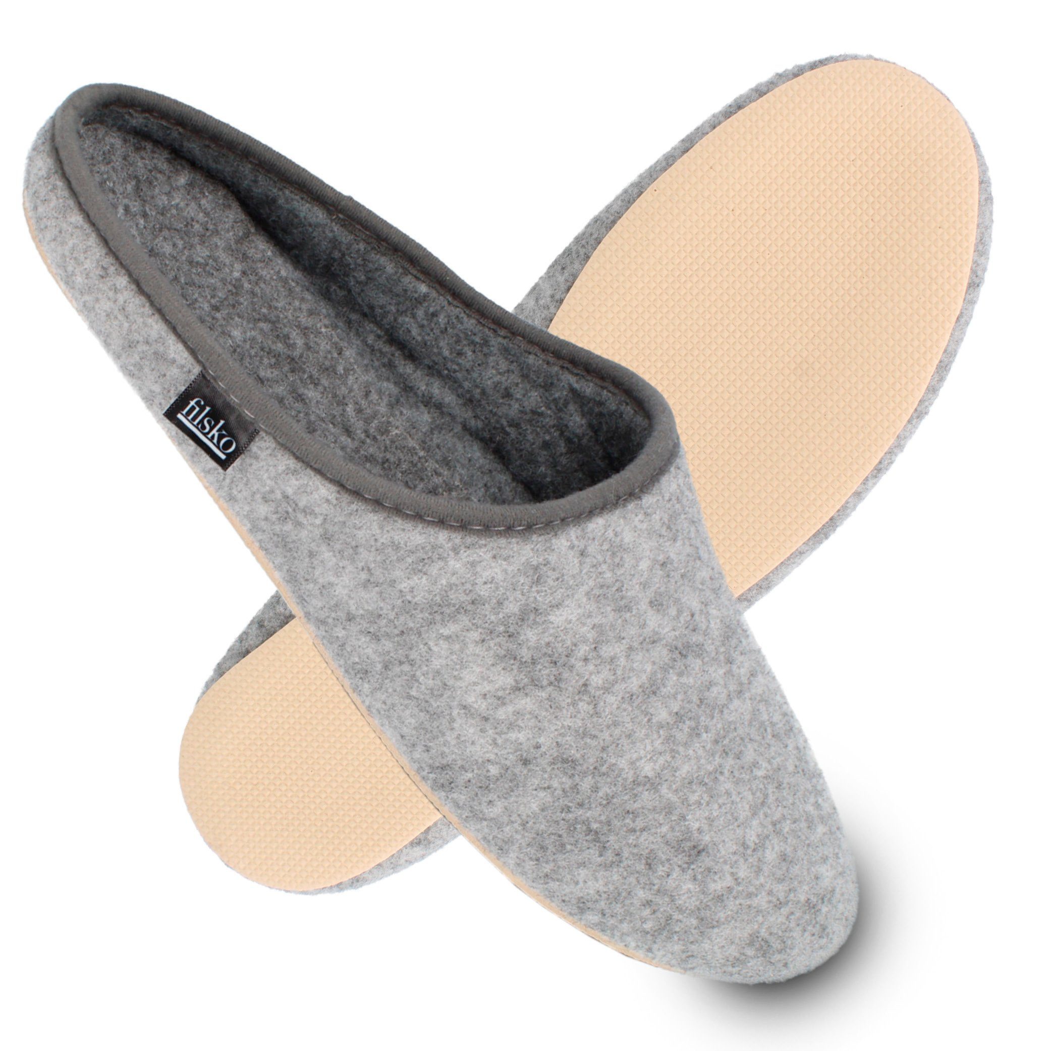 filsko Abisko Filzpantoffeln Damen Herren Hausschuh Filzpantoffeln, Leichtgewicht, Gästehausschuhe, Slip-On, Gummisohle
