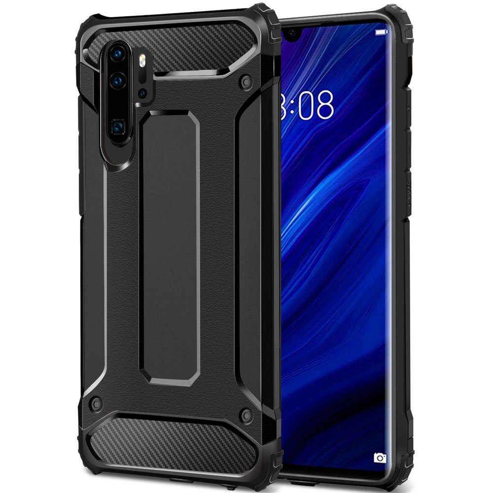 FITSU Handyhülle Outdoor Hülle für Huawei P30 Pro New Edition Schwarz, Robuste Handyhülle Outdoor Case stabile Schutzhülle mit Eckenschutz