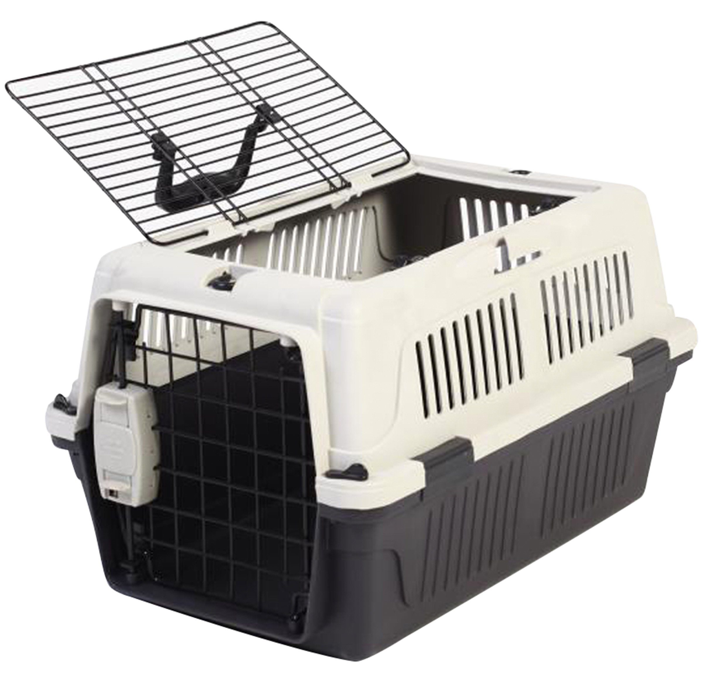 Transportbox für Haustiere Grau und Schwarz 61x40x38 cm PP