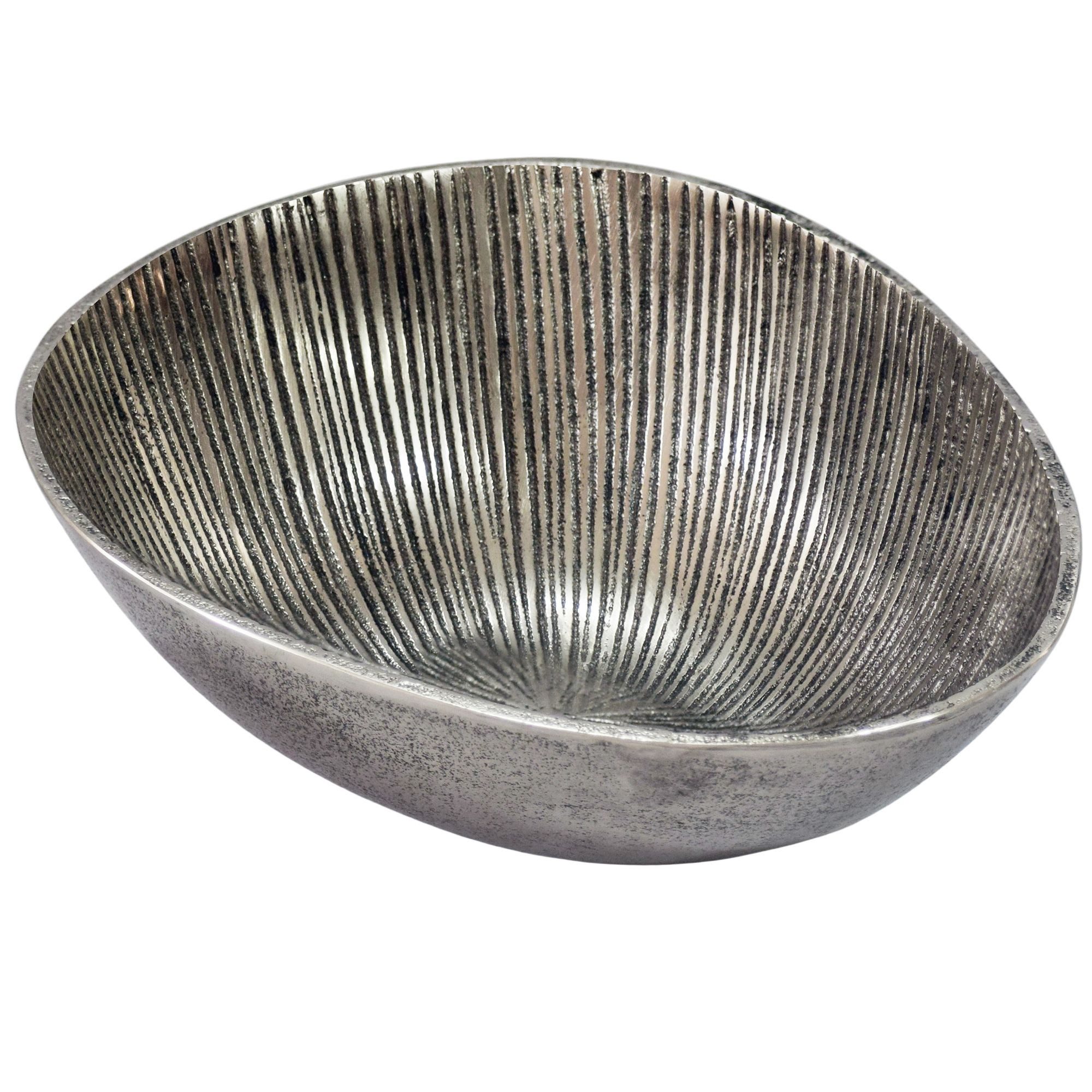 Wohnling Obstschale WL7.673 Früchteschale Aluminium Silber 30cm Tischdeko Obstkorb Metall, Aluminium, (Ovale Schale für die Küche), Stabile Metallschale mit feiner Struktur