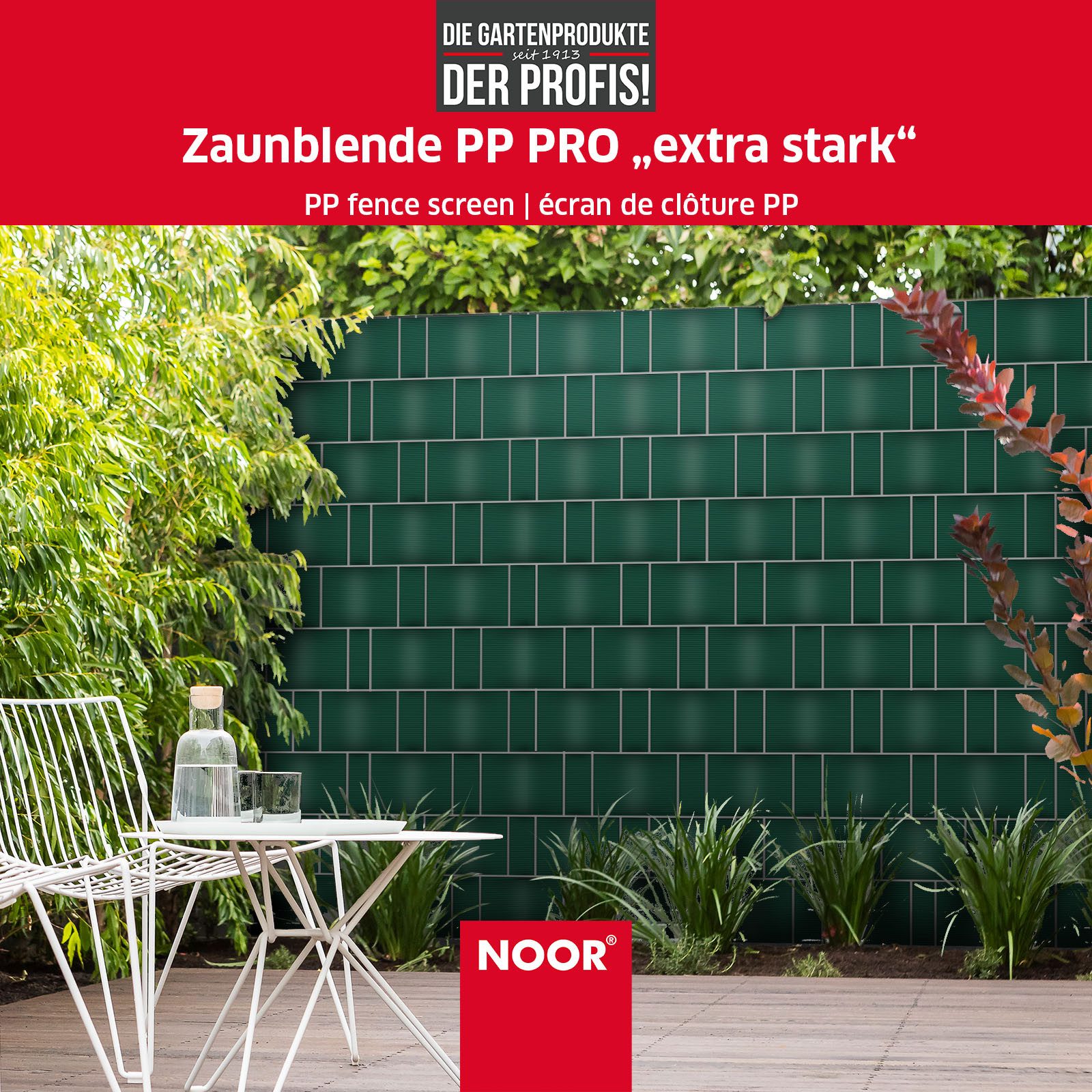 NOOR Sichtschutzstreifen PVC Blickdicht - für Doppelstabmattenzaun, Sicht- und Windschutz für Garten, Balkon und Terrasse
