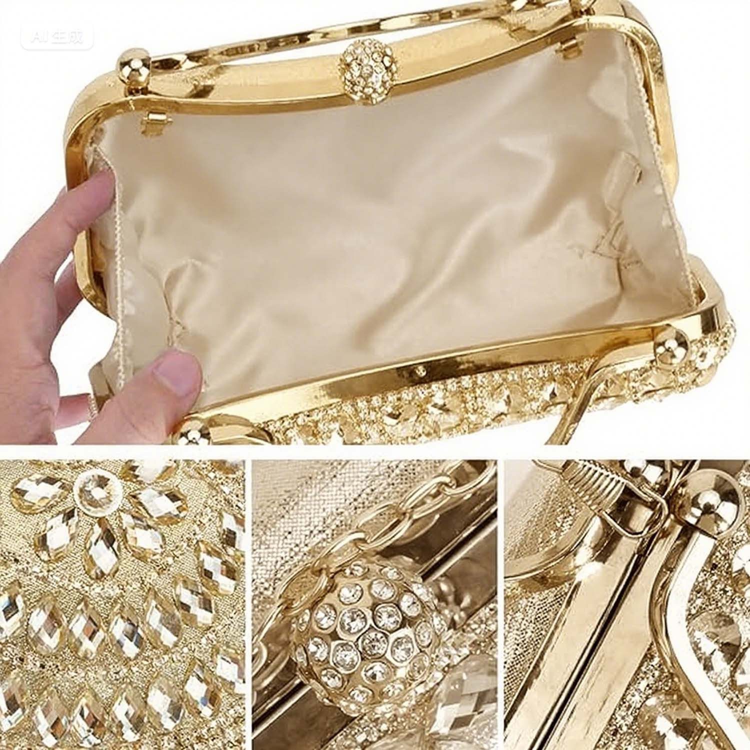 Zaewry Clutch Handtasche Abendtasche Brauttasche, Beuteltasche Damen – Bild 3 von 4