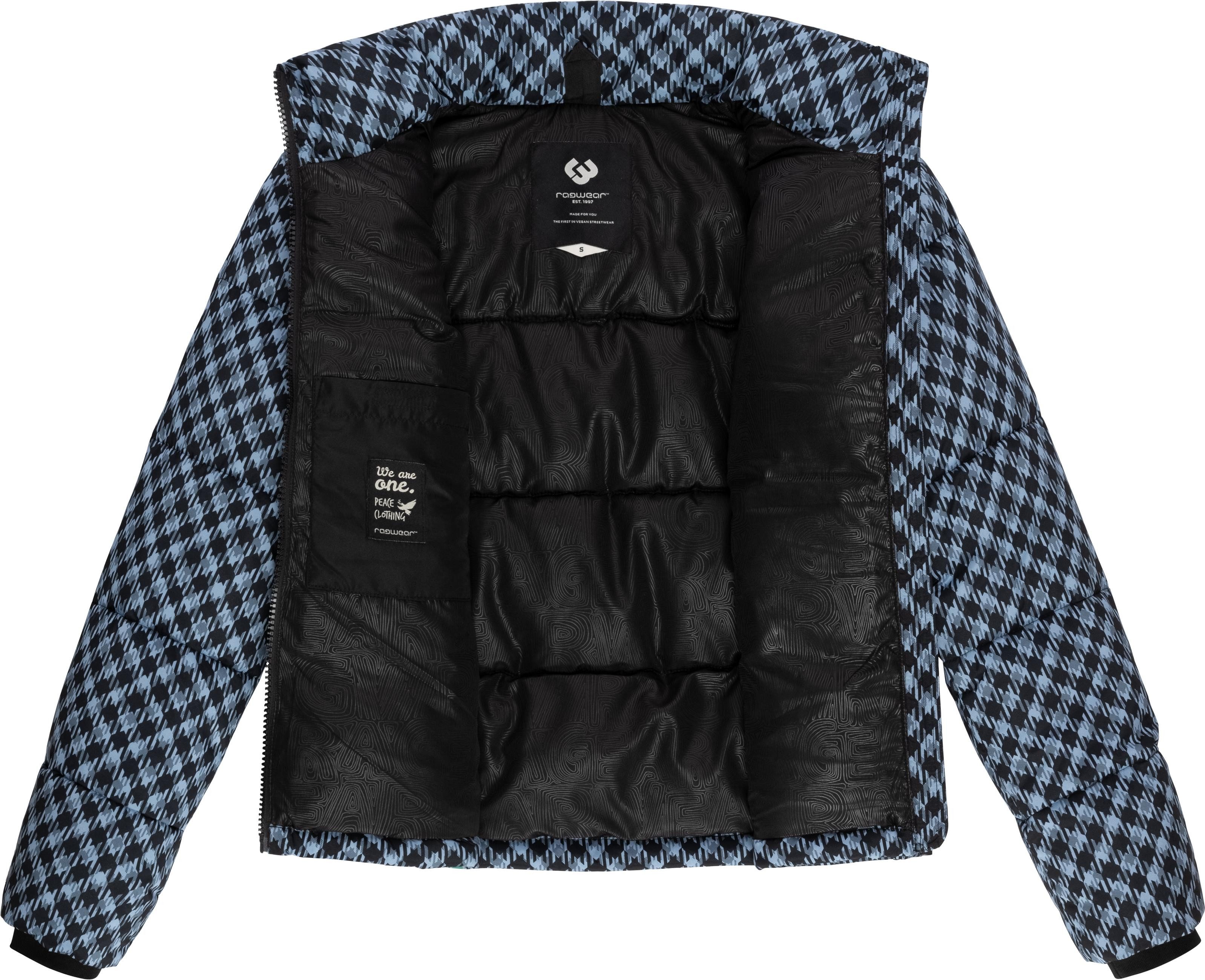 Ragwear Winterjacke Serah Print wasserdichte Winter Steppjacke mit Hahnentritt Muster