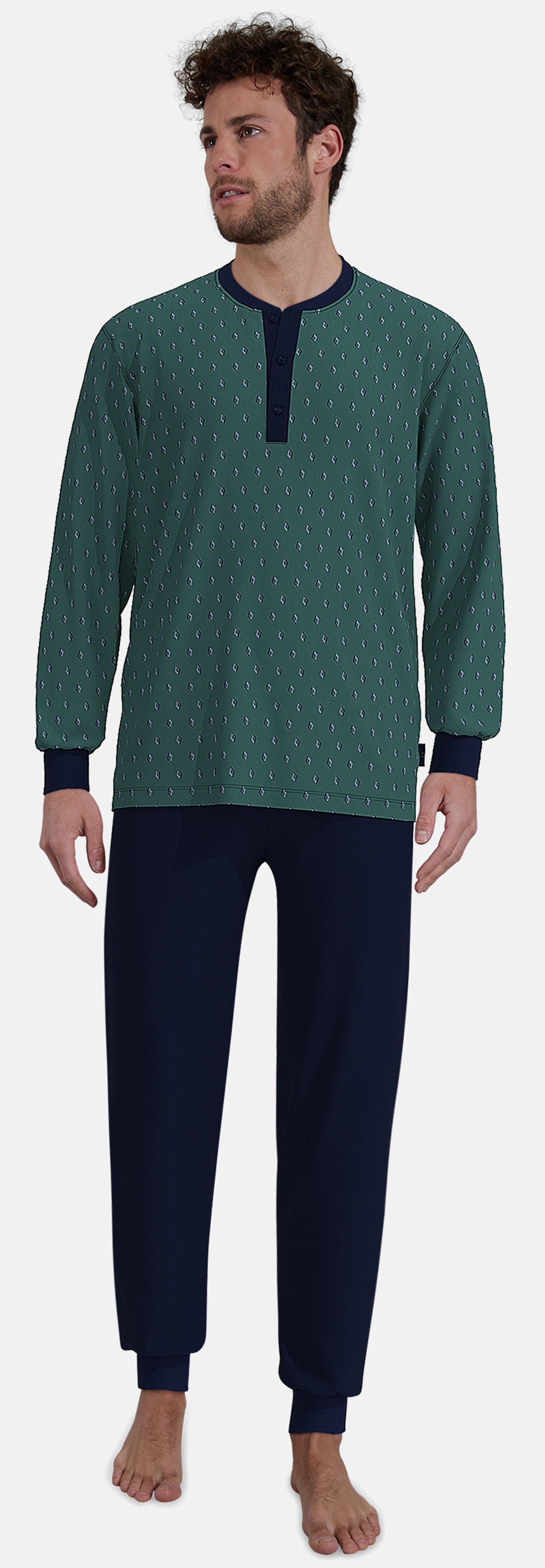 GÖTZBURG Schlafanzug Herren Pyjama lang mit Bündchen (2 tlg) Baumwolle günstig online kaufen