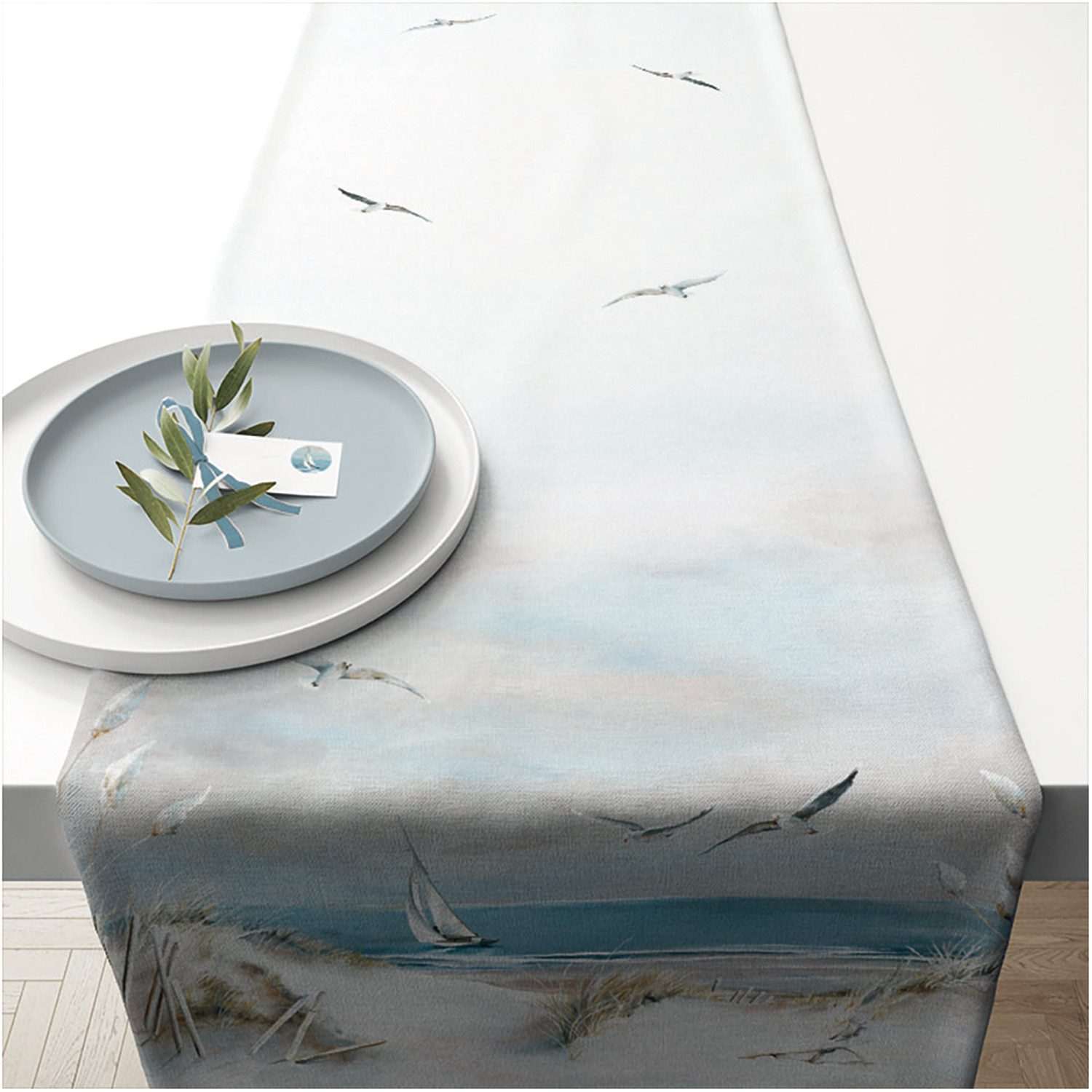 Ambiente® Tischläufer Sailing at sea (1-tlg, 1-teilig), Tischläufer Tischdecke ca.40x150cm Baumwolle
