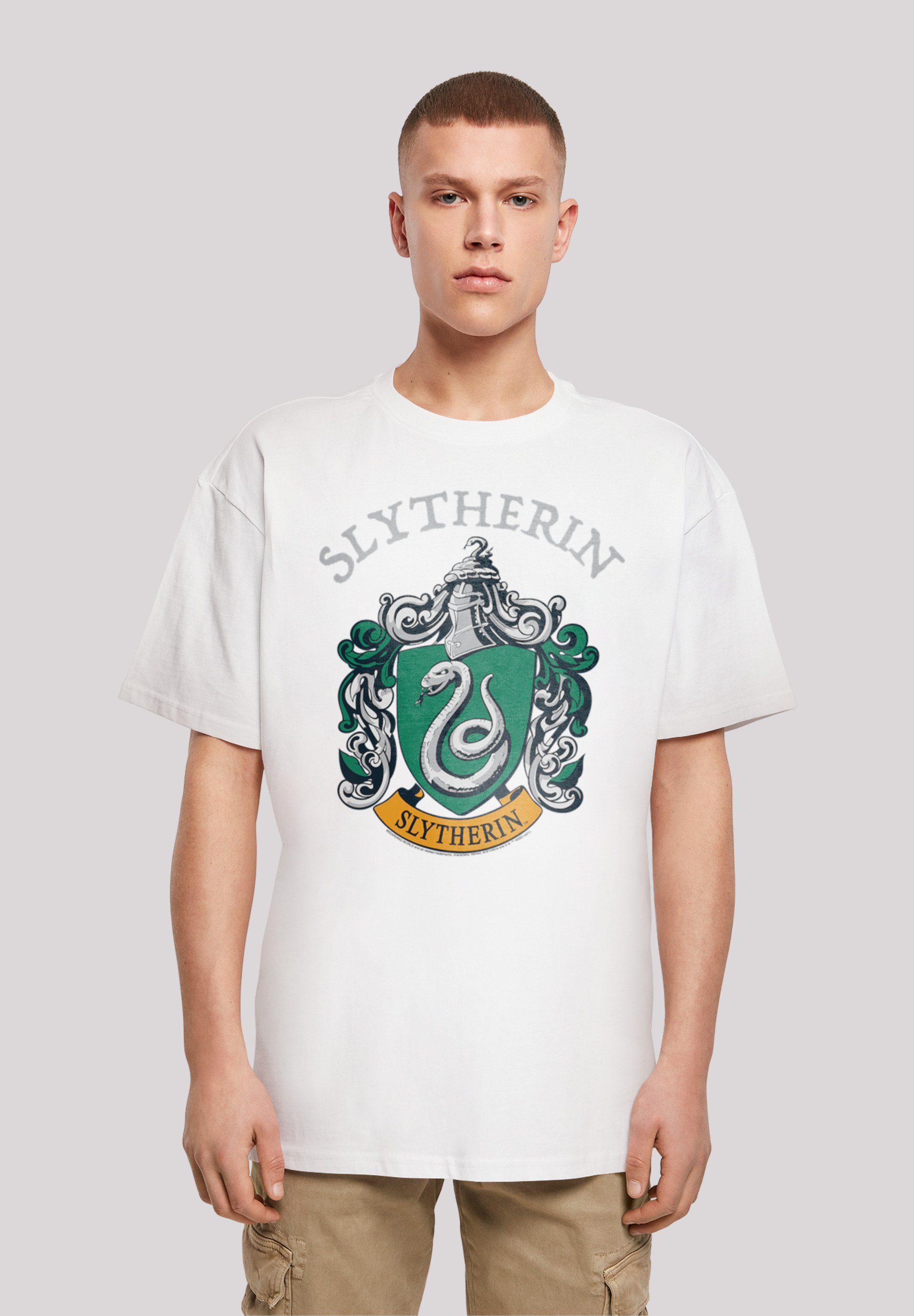 Kurzarmshirt Slytherin white (1-tlg) Oversize Crest Tee Heavy Harry Herren F4NT4STIC Potter with