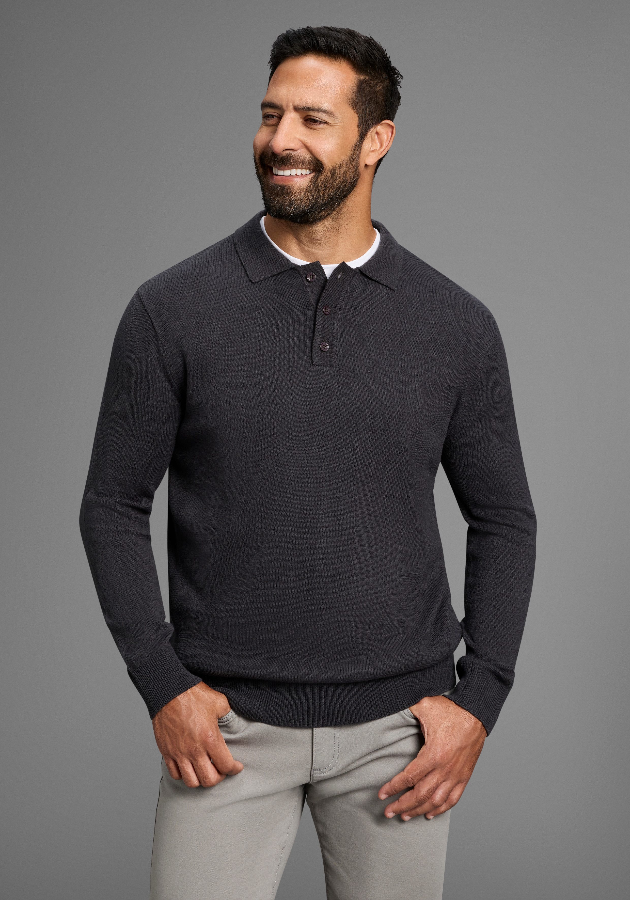 Man's World Polokragenpullover Neue Kollektion ! mit Knopfleiste
