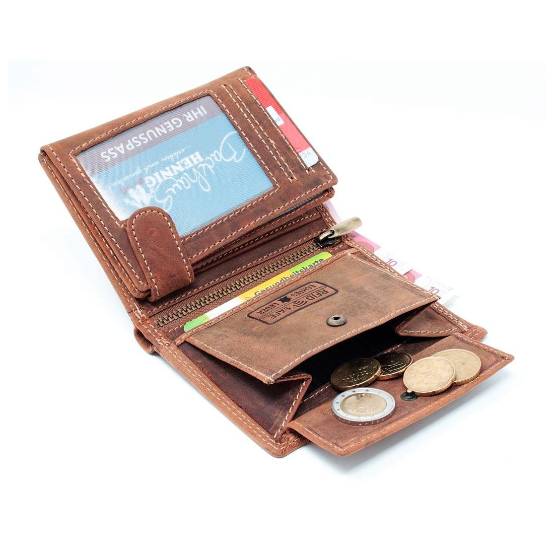 SHG Geldbörse mit Leder Münzfach RFID Portemonnaie Männerbörse Börse, Geldbeutel Geldbörse Schutz Lederbörse Brieftasche Herren