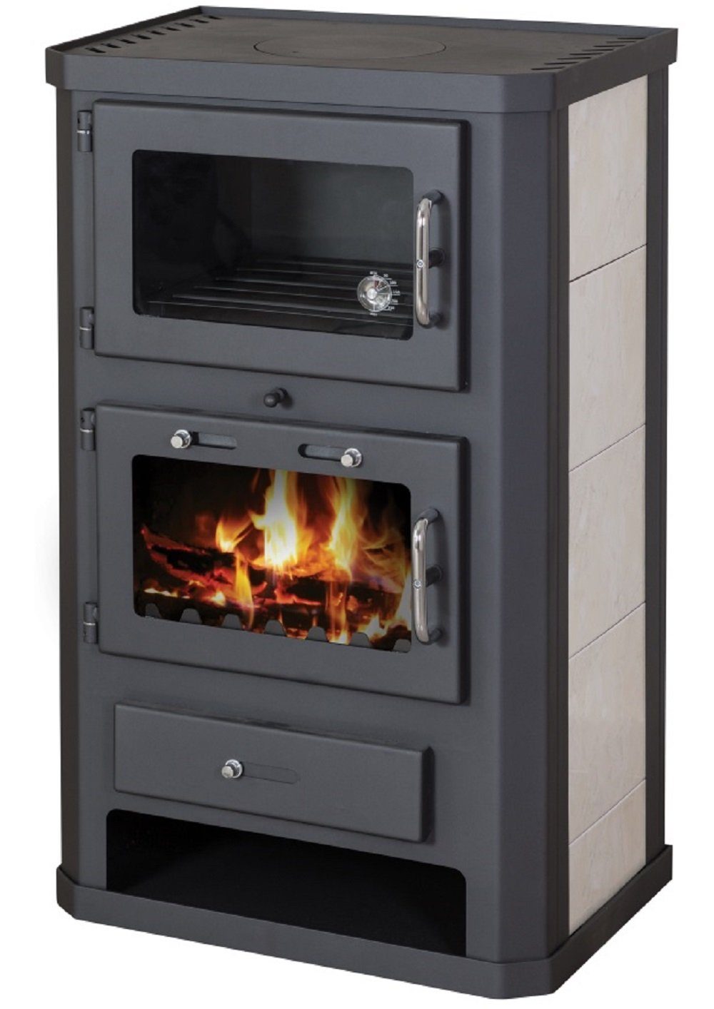 Victoria 05 Kaminofen VictoriaComfortKF, 10 kW, Kochen und Backen, Stahl, schwarz