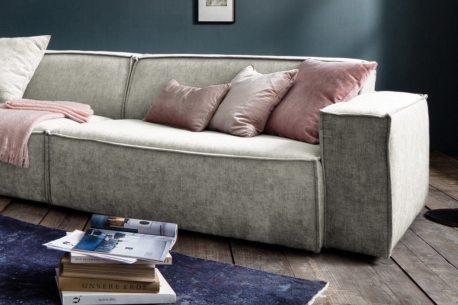Riesensofa KAWOLA beige Sofa verschiedene Farben SAMU, Stoff