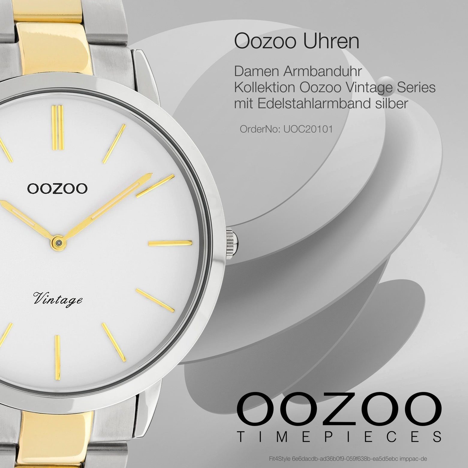 OOZOO Quarzuhr Oozoo Unisex Armbanduhr 42mm) (ca. gold groß rund, Fashion-Style Damen, Edelstahlarmband, Herrenuhr silber Quarz