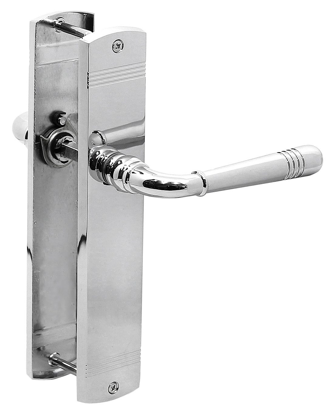 Häusler Onlinehandel GmbH Türbeschlag Türbeschlag 1383 Helena LS Chrom Türdrücker Türklinke Türgriffe, Festdrehbar gelagert mit Rückholfeder zur Schlossentlastung