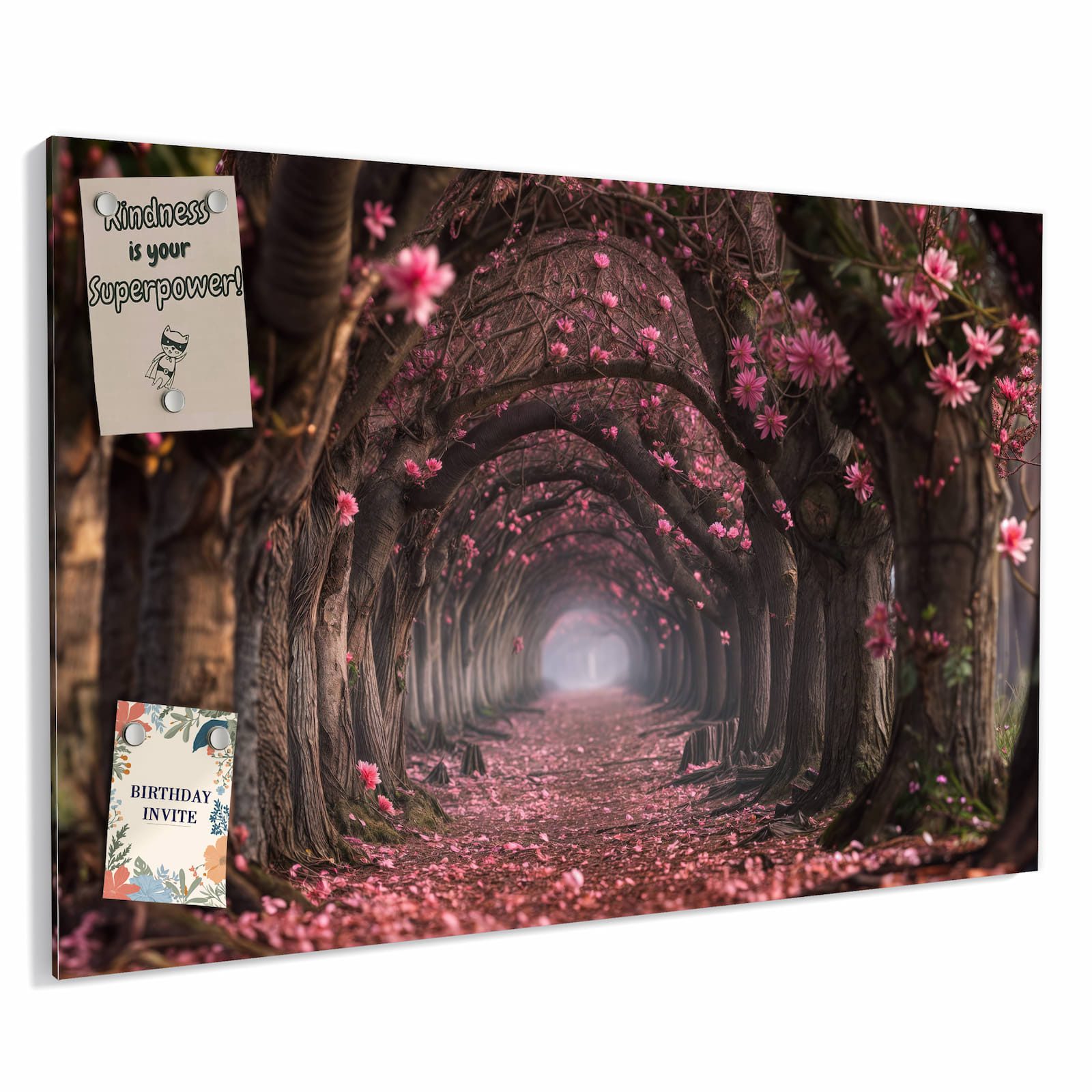 Primedeco Magnettafel Metall Magnettafel Whiteboard "Blütenweg"  beschreibbar & magnetisch, (Inklusive Stift, Magnete und Montagematerial, 1-tlg., 9 verschiedene Größen), Magnetisch und Beschreibbar