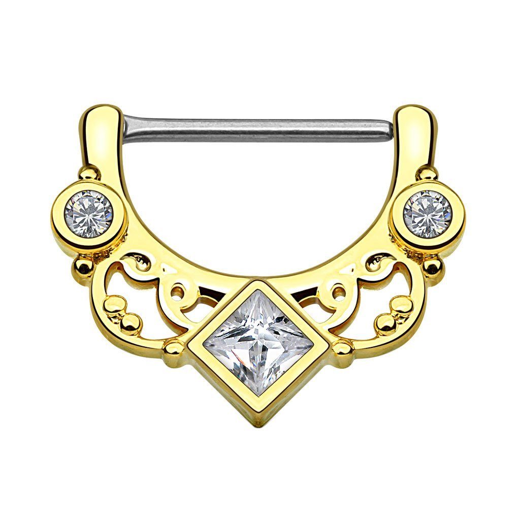 Intimpiercing Intim Piercing Ring Tribal Kristall Quadrat