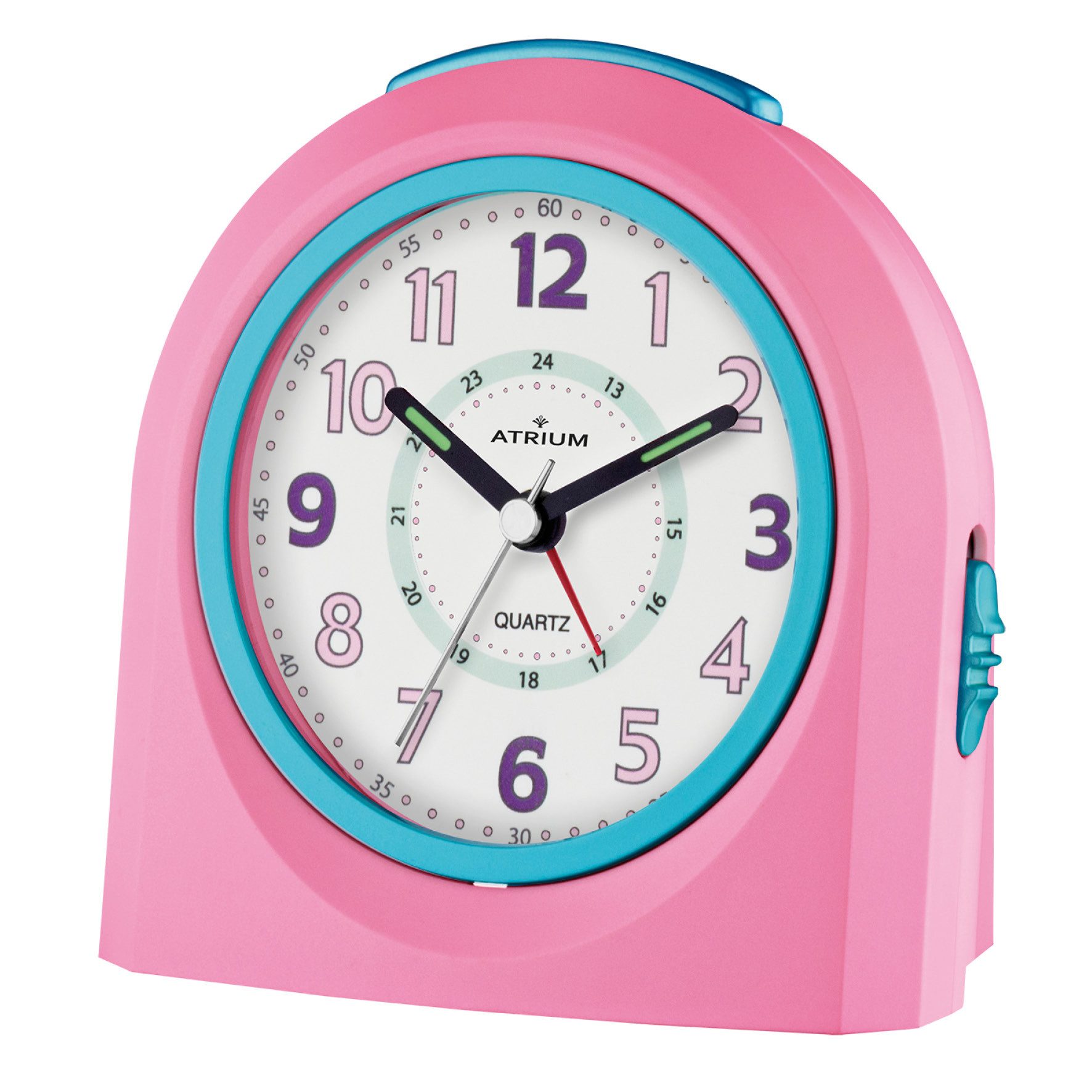 Atrium Kinderwecker A921 Quarzwecker mit fließender Sekunde, Snooze und Licht 10x10 cm