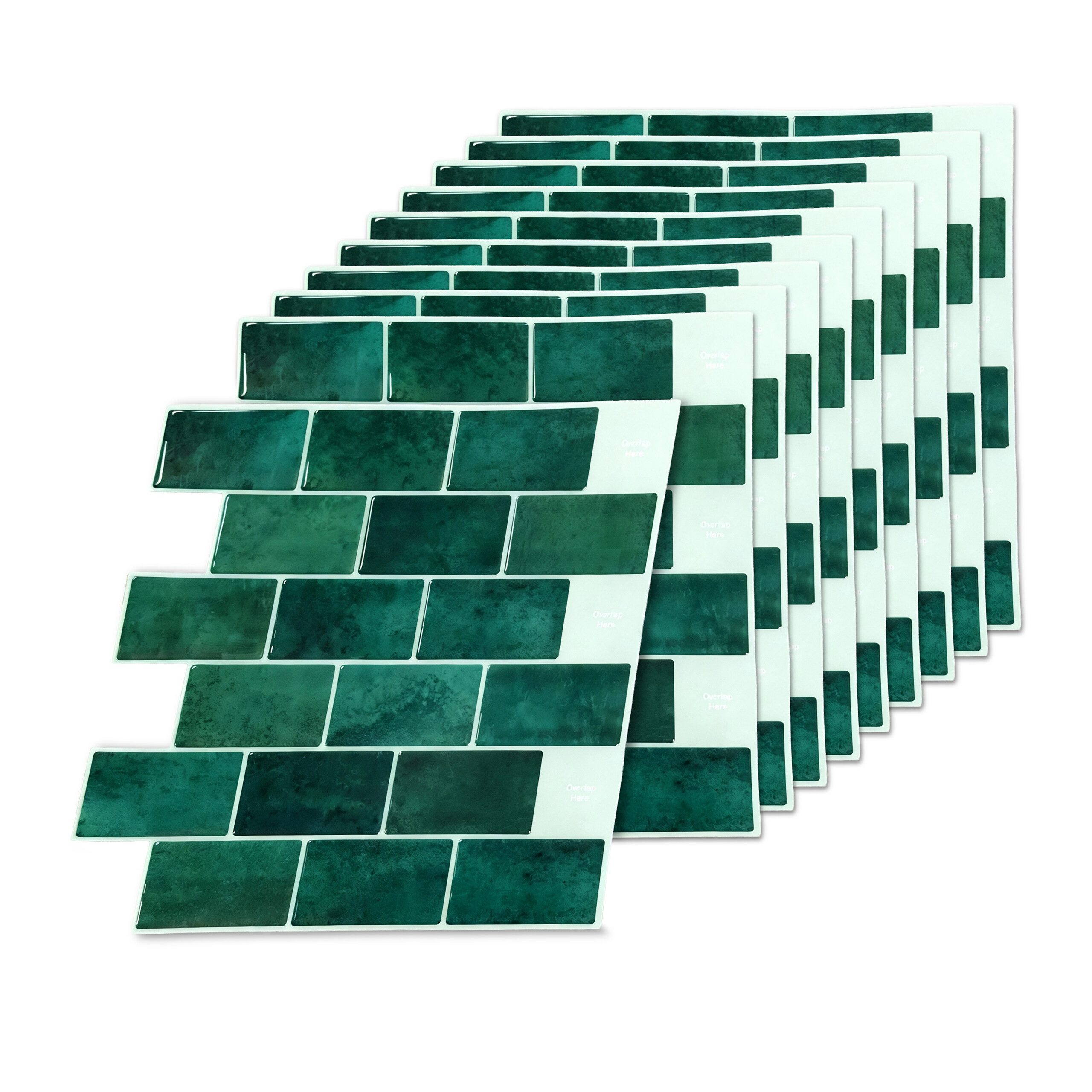 relaxdays Fliesenaufkleber Klebefliesen 30x30 versetzt, grün
