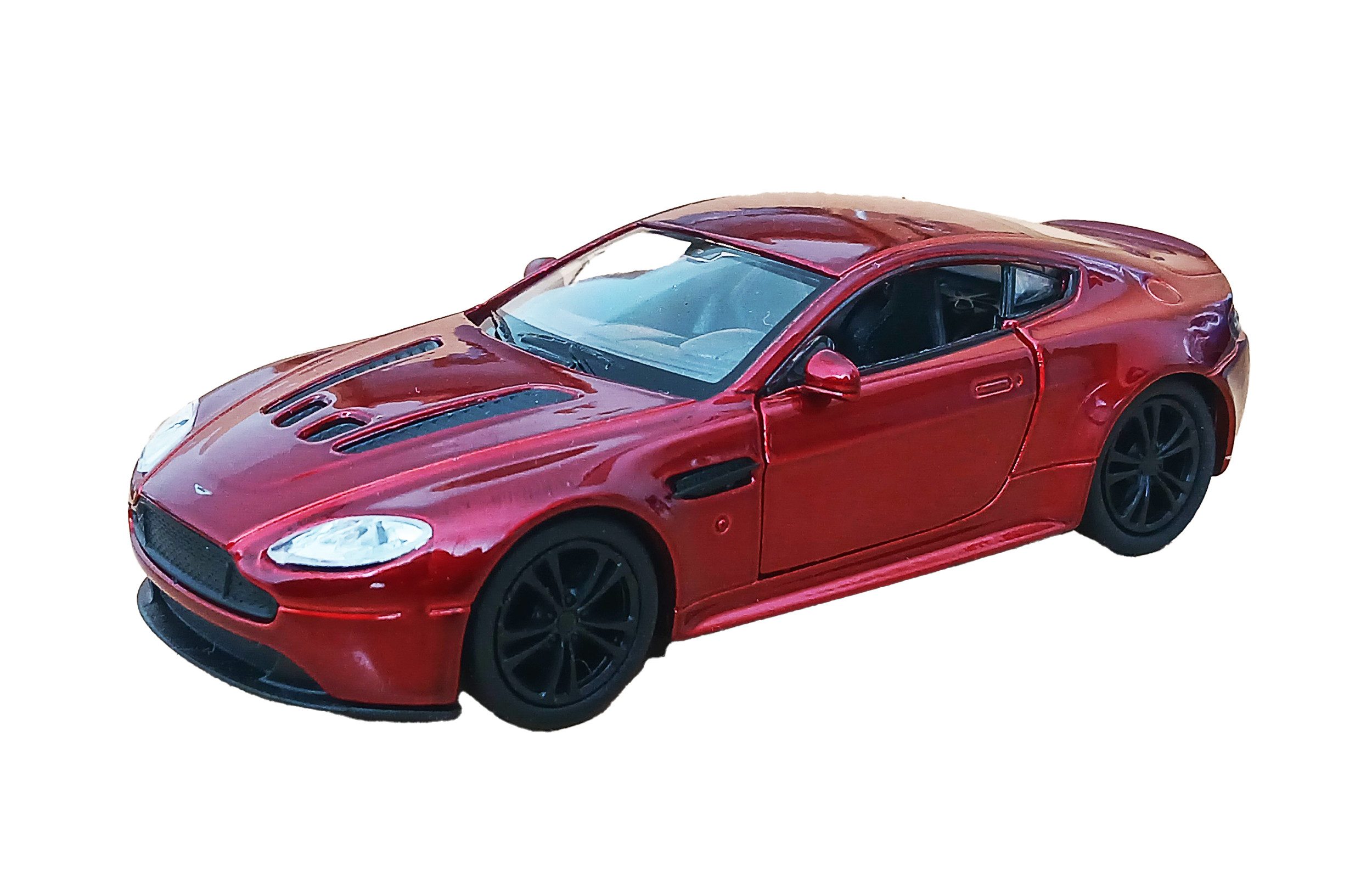 Welly Modellauto Aston Martin Vantage Modellauto 12cm aus Metall 65 (Rot), mit Rückzugmotor Modell Auto Spielzeugauto Spielzeug