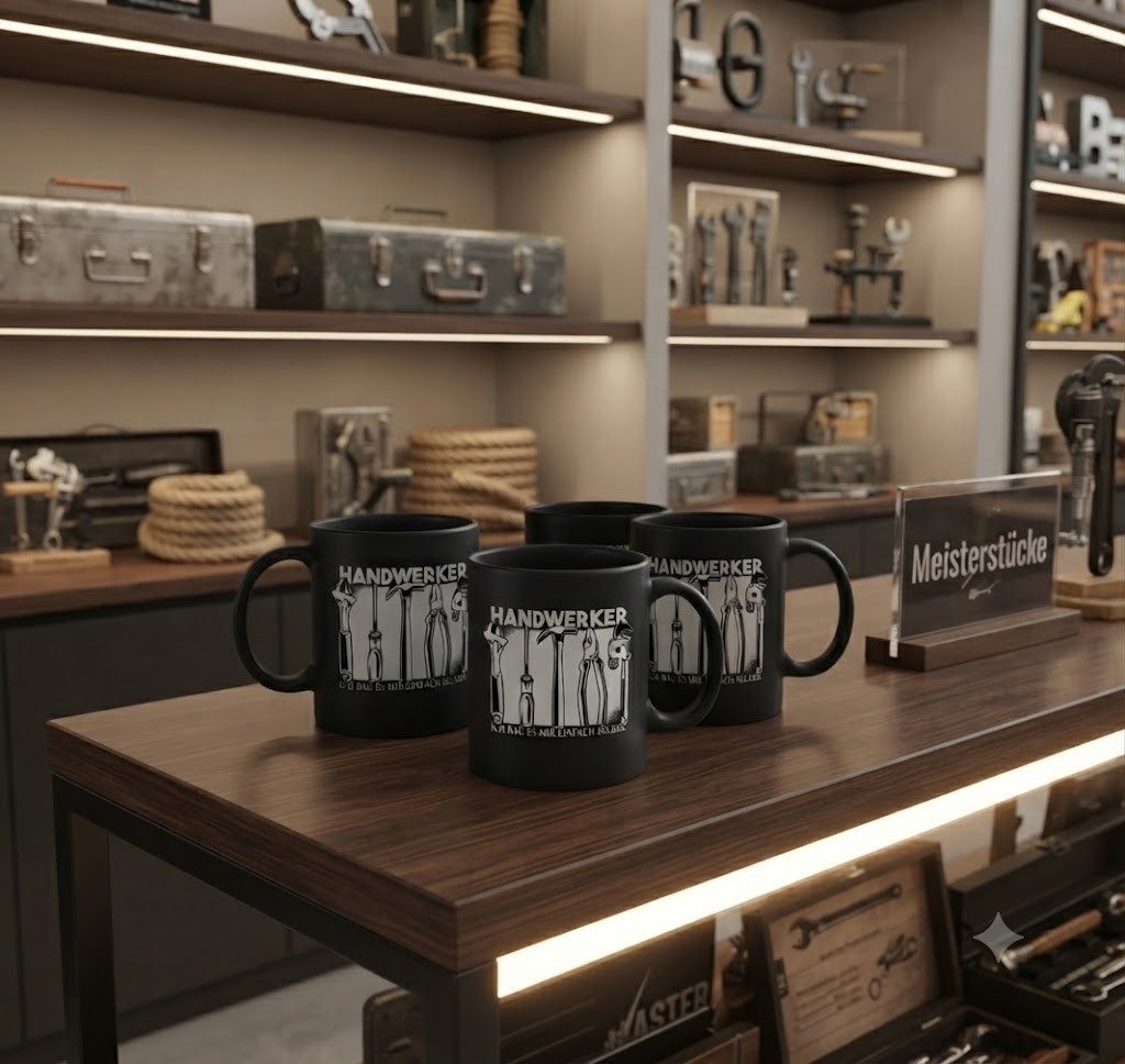 Blondie & Brownie Tasse Handwerker Print Tasse DIY Werkzeug Spruch Ich bau es mir einfach Satz, 1-tlg., Keramik, HandwerkerSelberBauen Tasse Print
