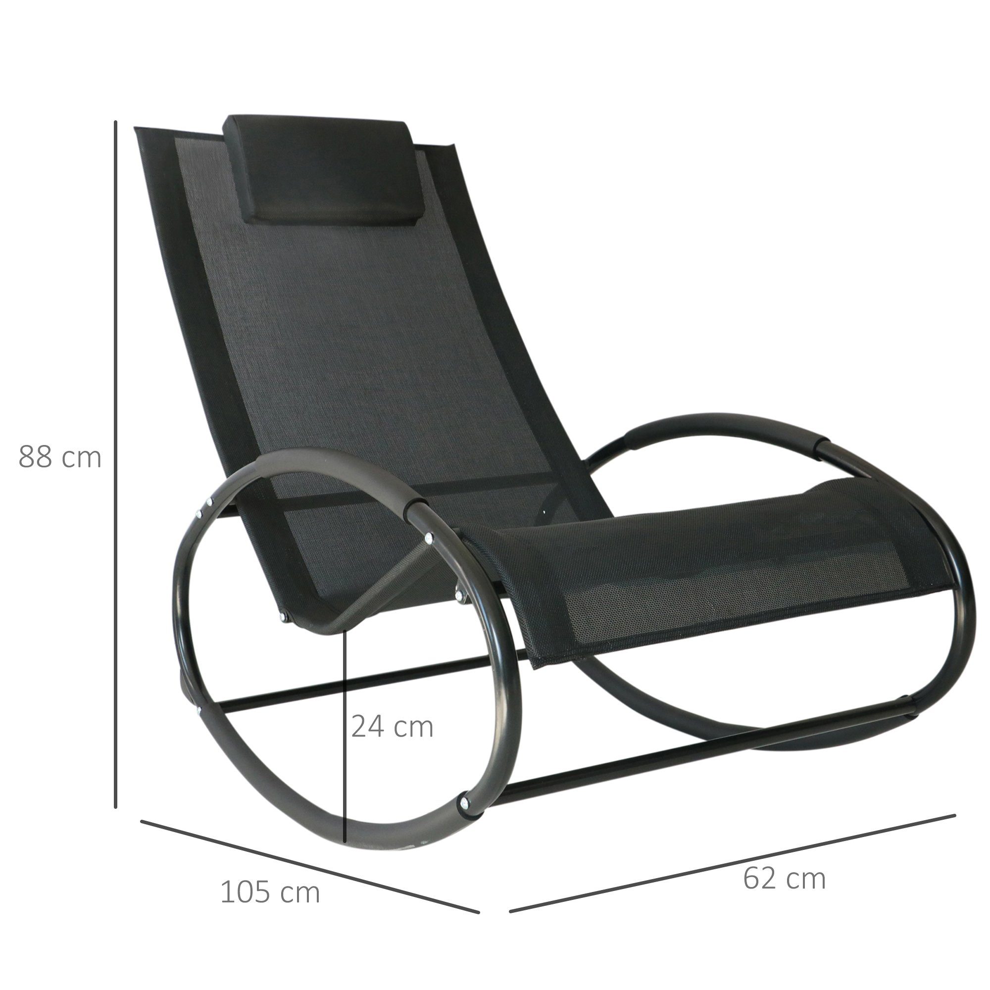 Outsunny Gartenliege Liegestuhl, Relaxliege, bis 120kg, Schaukelliege, 1 St., Schwungliege, für Wohnzimmer, Schwarz