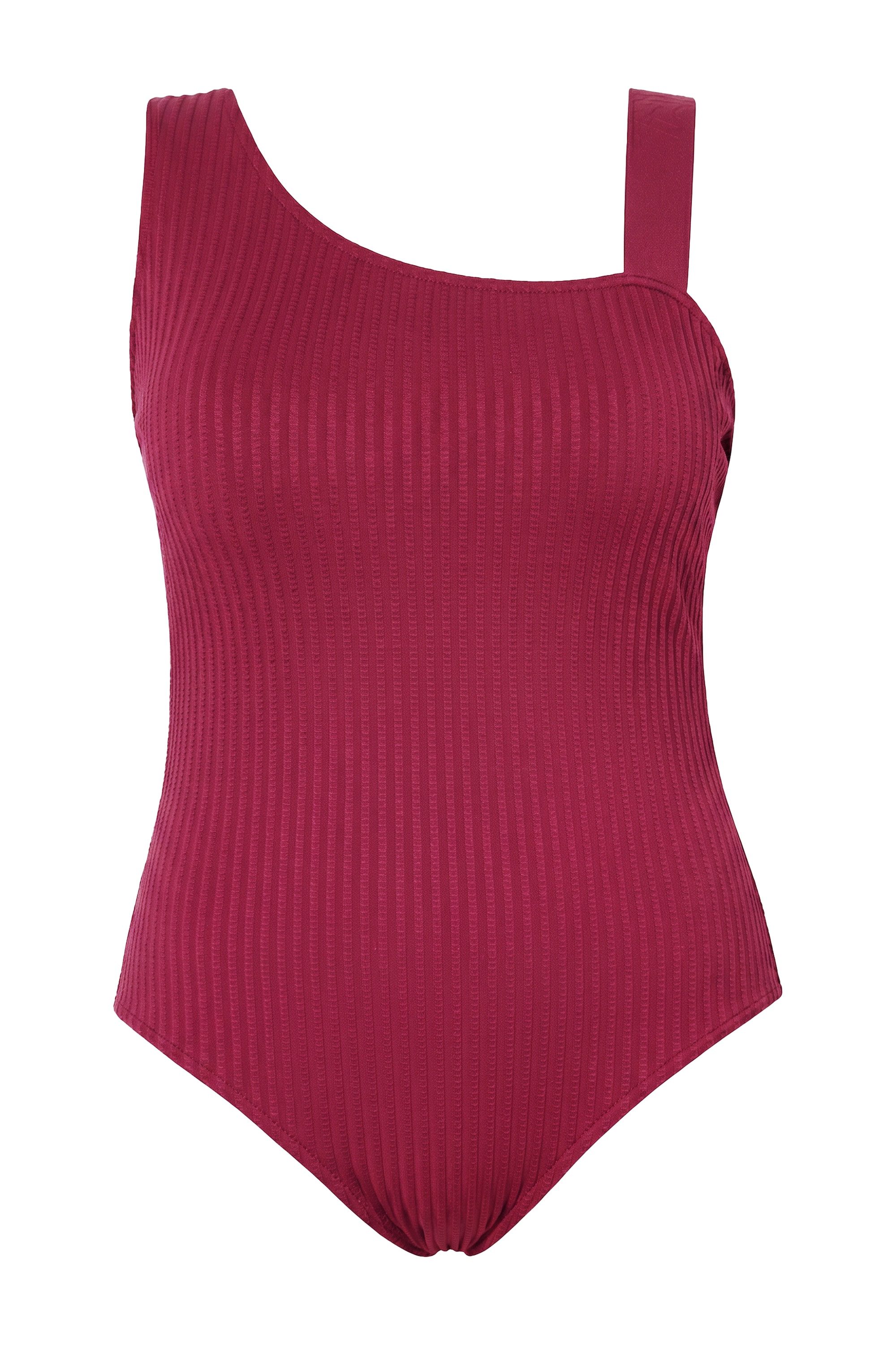Studio Untold Badeanzug Badeanzug Softcups One-Shoulder Streifenstruktur