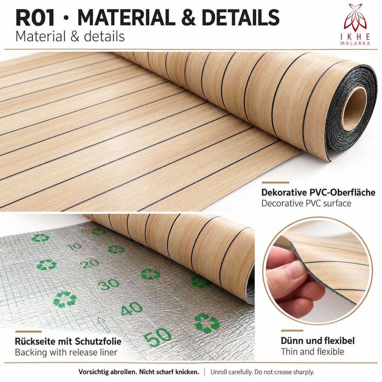 IKHEMalarka 3D Wandpaneel Selbstklebende Dekor Lamellen in Rolle – Holzoptik, BxL: 40x300 cm, 1,2 qm, (40x300cm Paneel in Rolle, 1 Rolle) 40 x 300 cm, Stärke: 2 – Bild 5 von 5