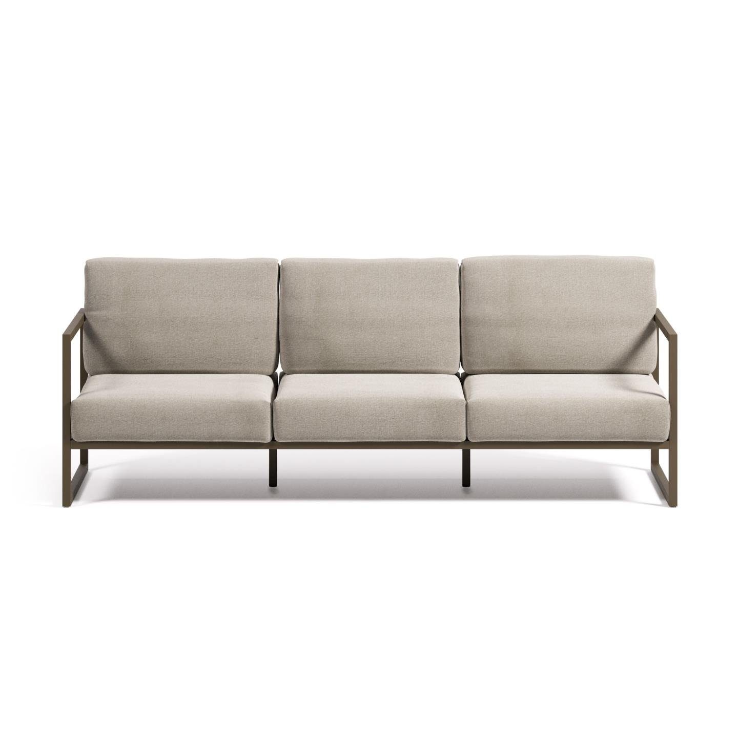 Natur24 Sofa Outdoor 3-Sitzer-Sofa hellgrau 225 x 85 x 85 cm Sitzgarnitur Couch