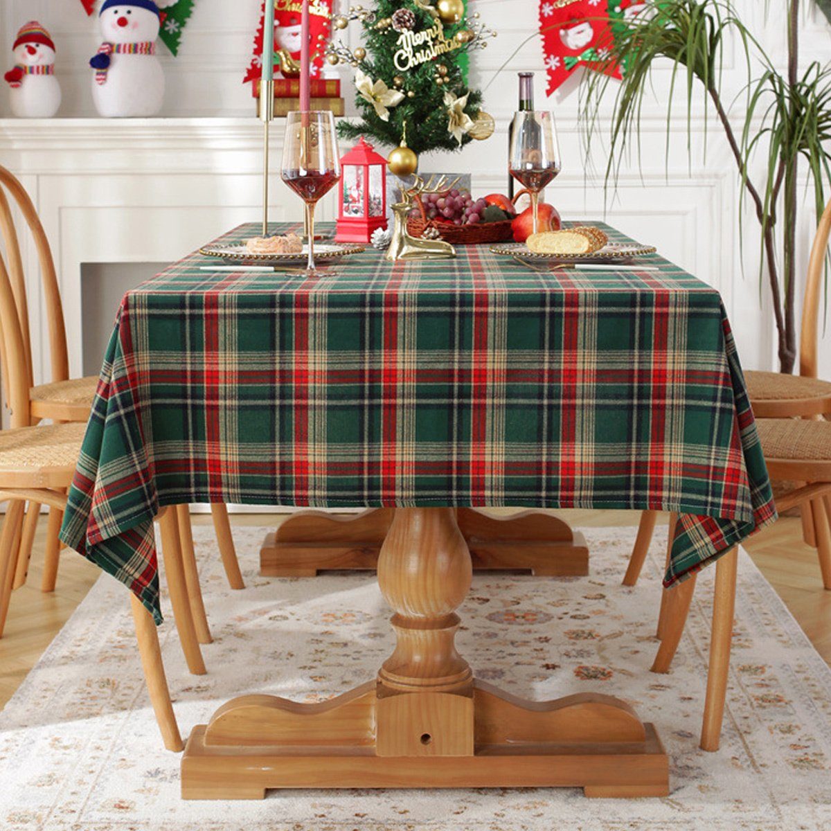 Deko Karierte Tischdecke Rot Jormftte Weihnachtsparty Weihnachtstischdecke,Vintage, Grün1 Küche für
