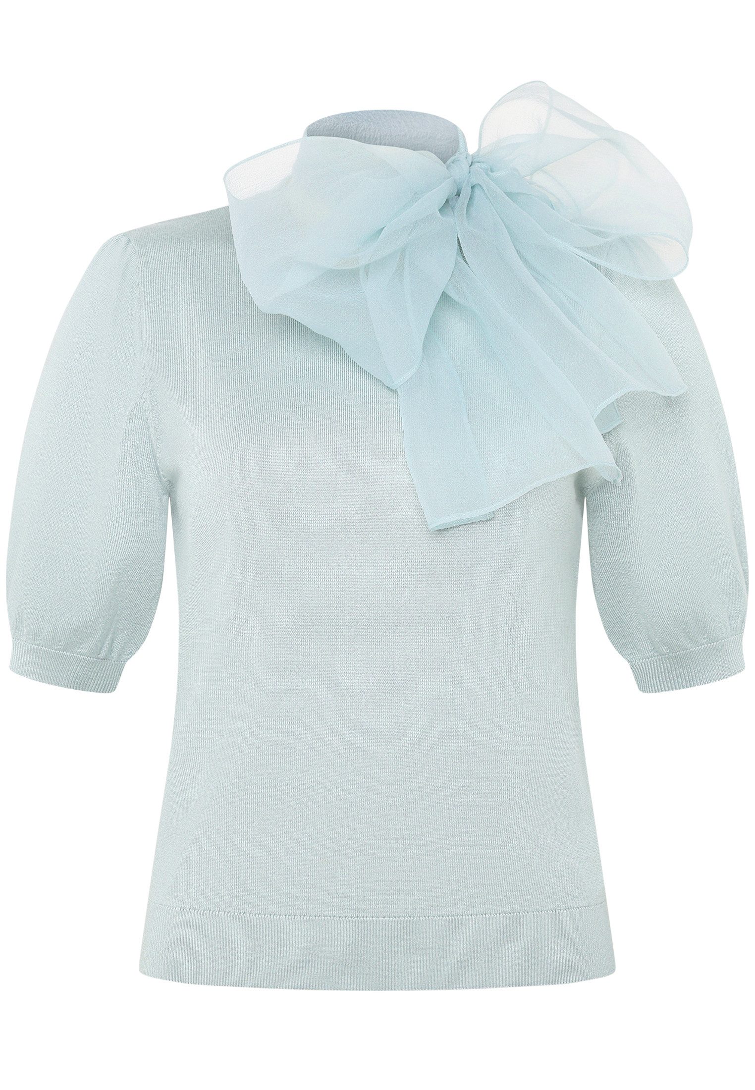 Zero Kurzarmshirt Damen mit Schleife (1-tlg) drapiert / gerafft