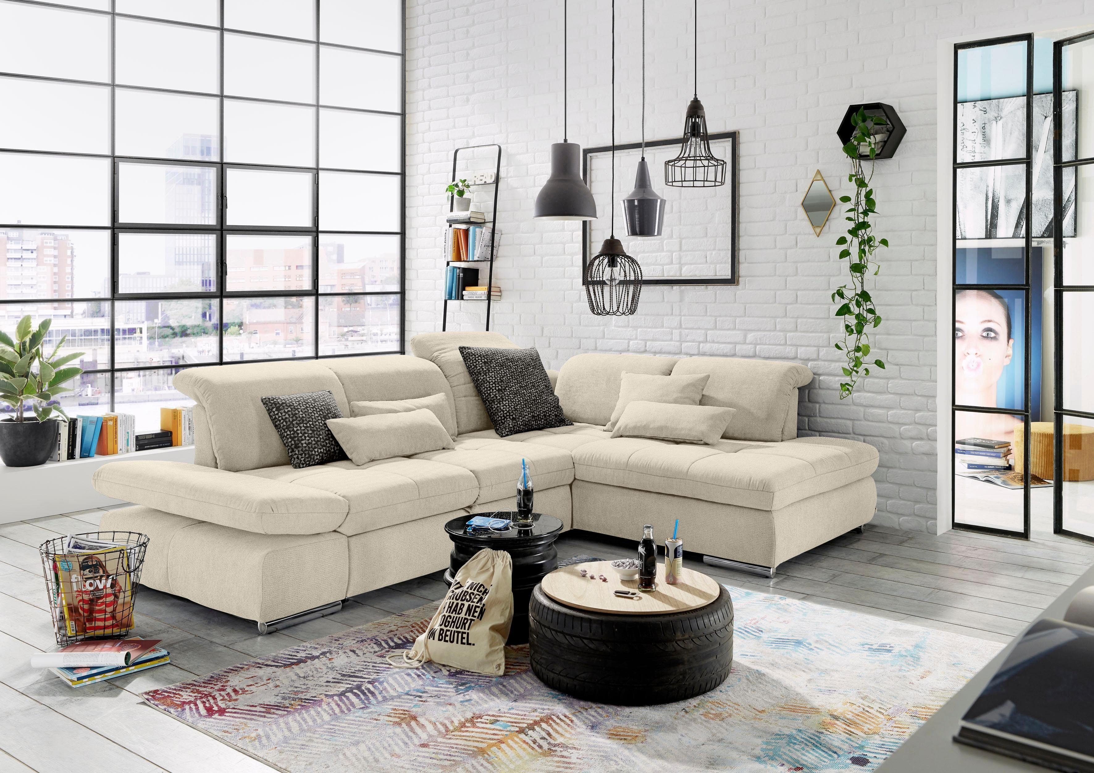 set one by Musterring Ecksofa SO 4100 mit komfortablen Federkern und Kopfteilverstellung, wahlweise mit Bettfunktion und Sitztiefenverstellung, L-Form