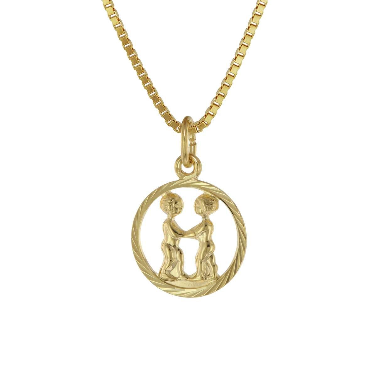 trendor Kette mit Anhänger 75990-06, Sternzeichen Zwilling 333 Gold + goldplattierte Kinder