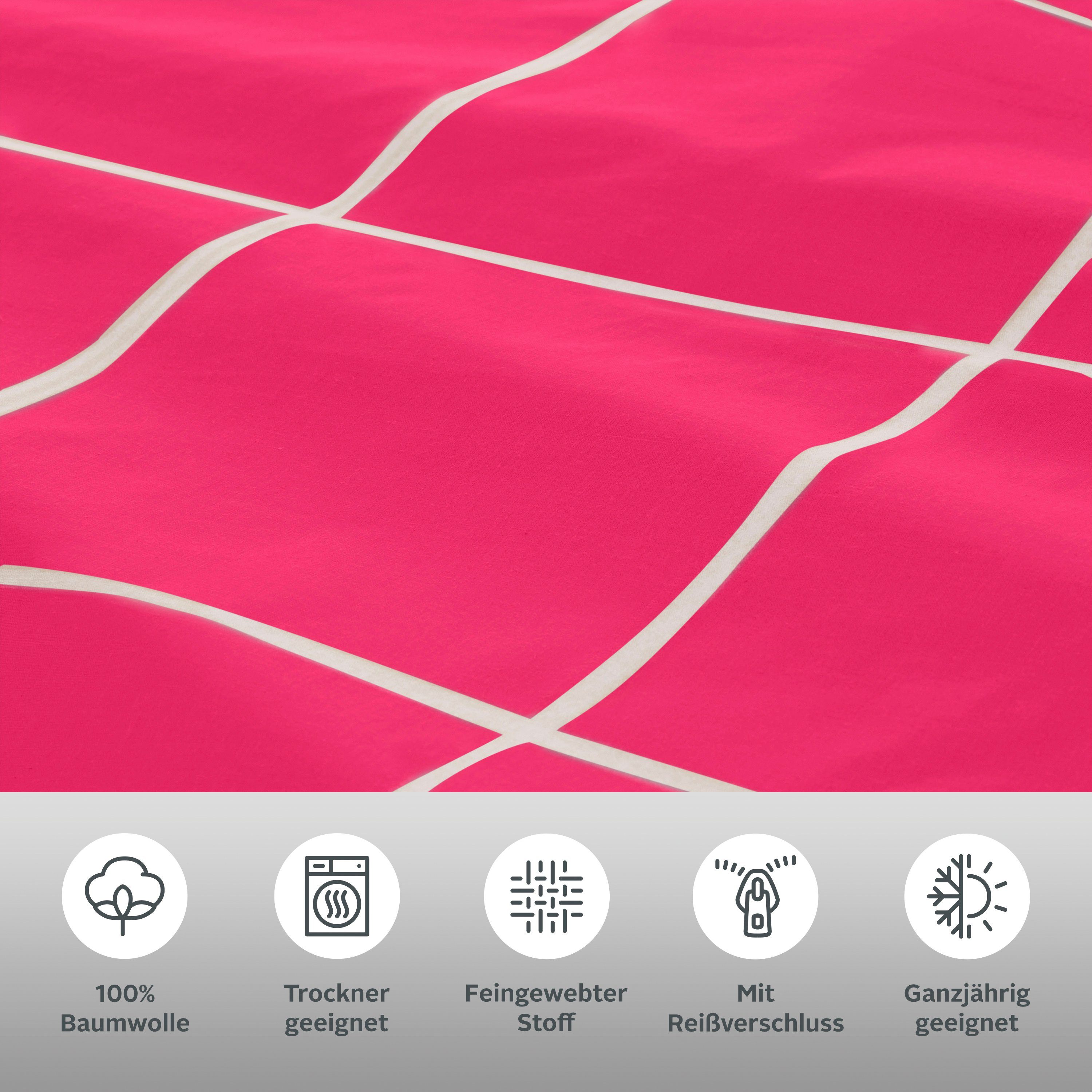 OTTO home Bettwäsche Nature, Renforcé, 2 teilig, Bettwäsche in unregelmäßigem Karo-Muster