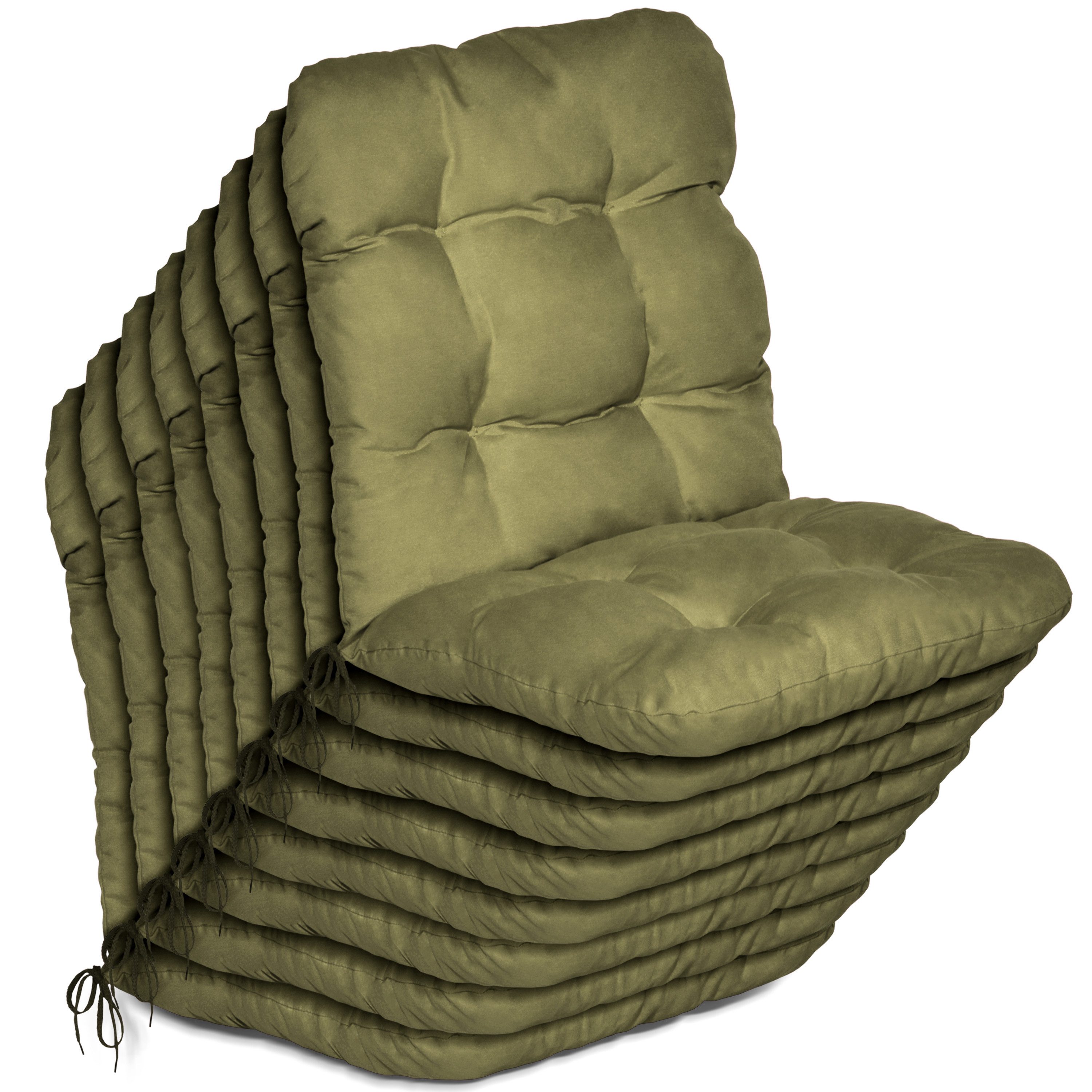 Sitzauflage 8er Set Niedriglehner Auflagen Set Flair NL, 100x50x8cm, Olivegrün