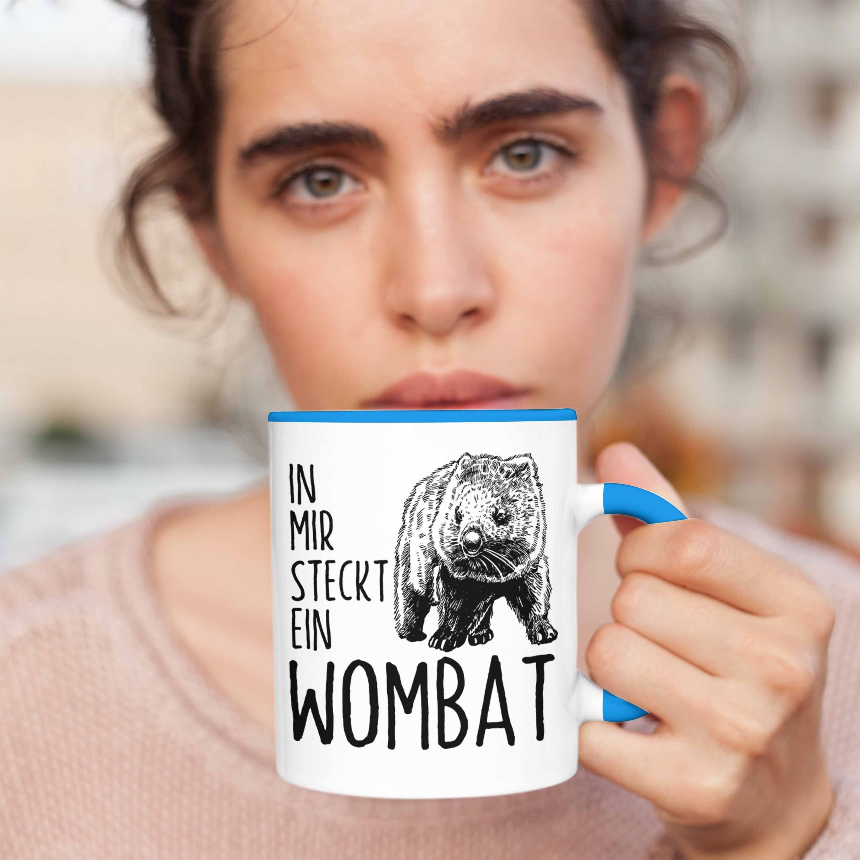 Trendation Tasse Wombat Tasse Geschenk Wombat für Mir Wombat Liebhaber Steckt Ein In Blau