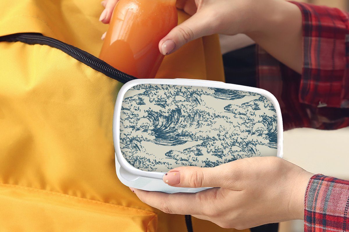 MuchoWow Lunchbox Mädchen Jungs und Muster, - Brotdose, für (2-tlg), Brotbox und - Kinder Erwachsene, Japan Wasser weiß Kunststoff, für