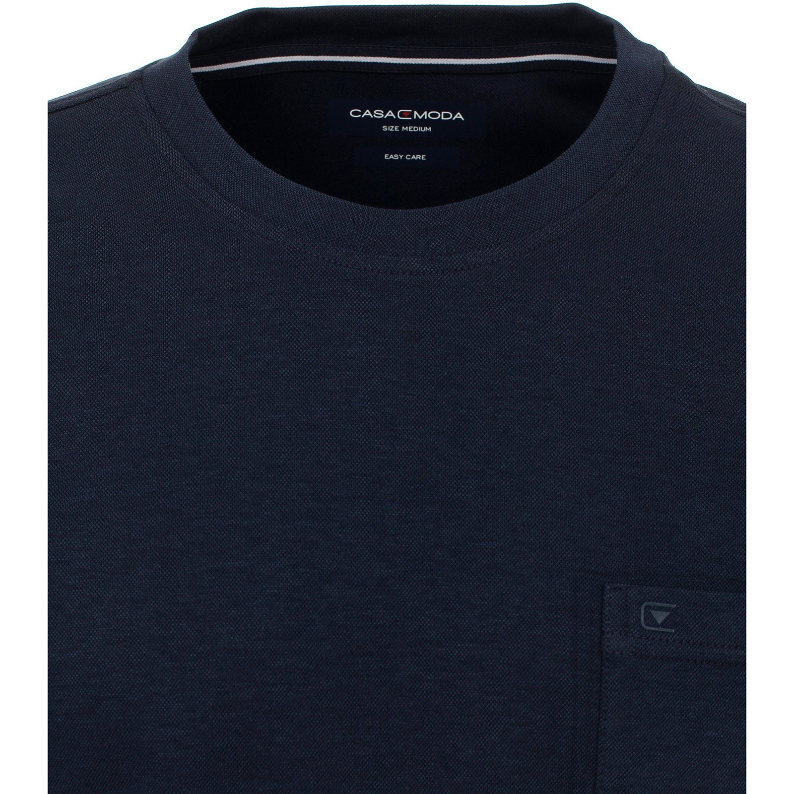 Größen T-Shirt CASAMODA dunkelblau Große "easy Langarm-Poloshirt Herren care" CasaModa