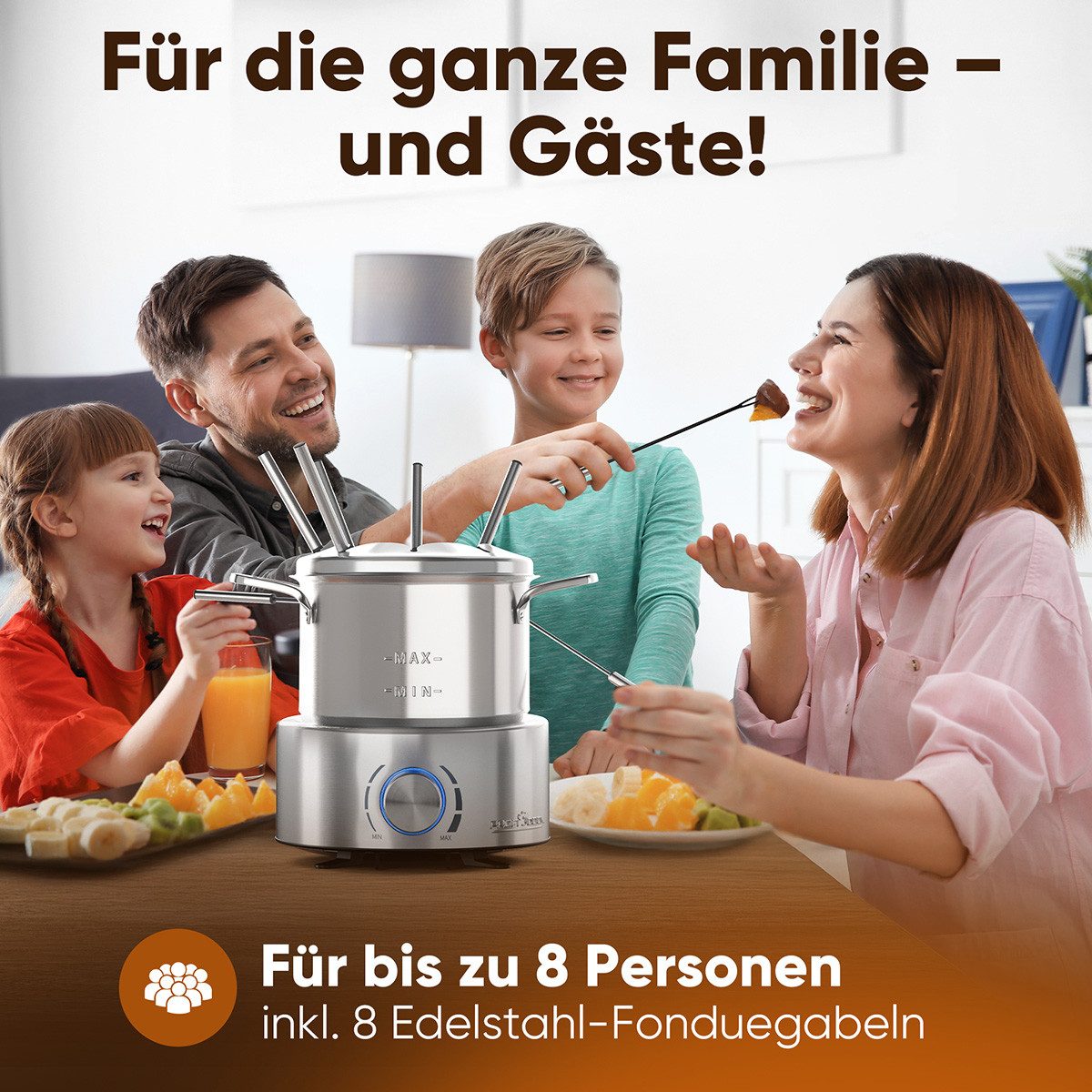 ProfiCook Elektro-Fondue PC-FD 1288, Fondue, Öl-Fondue, Schokofondue und Käsefondue