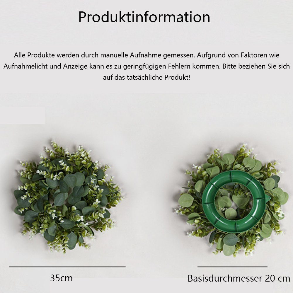 FELIXLEO Dekokranz Frühling Haustür-Eukalyptus-Kranz mit Willkommensschild aus Holz 35cm